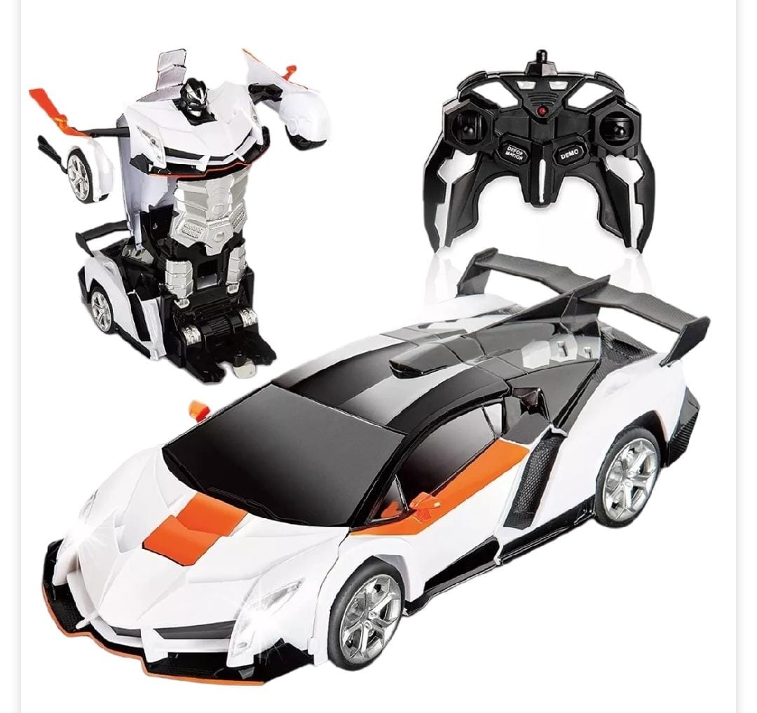 Carro Transformer Radio Control Robot Car Color Naranja Con Blanco Chico