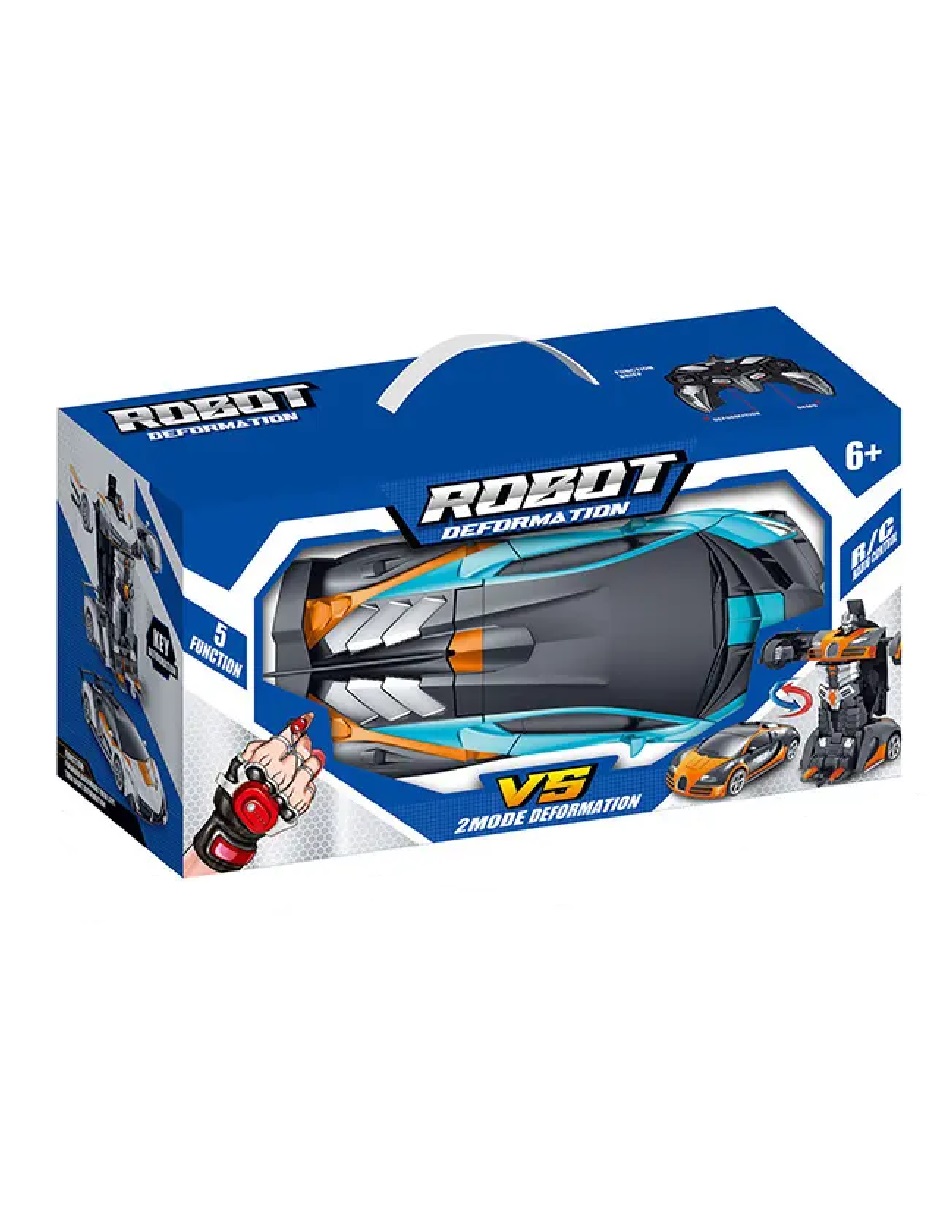 Carro Transformer Radio Control Robot Car Color Naranja Con Blanco Chico