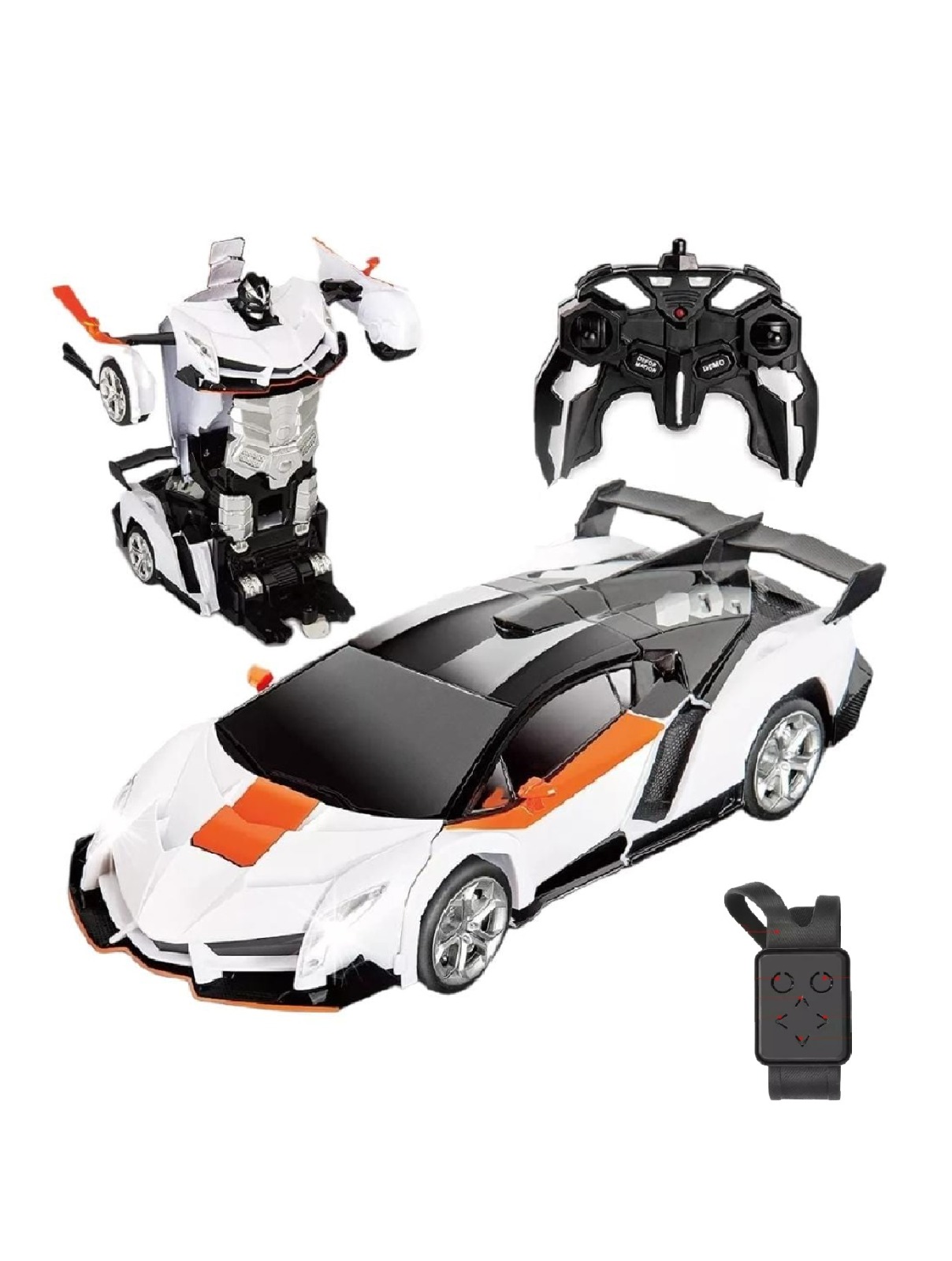 Carro Transformer Radio Control Robot Car Color Naranja Con Blanco Chico