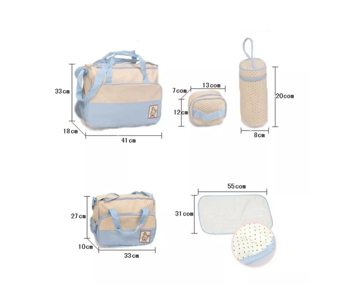 Set 5 Bolsas Panaleras Cambiador Bebe Botella Viaje Multiuso Café