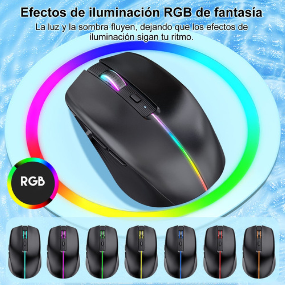 Mouse Inalámbrico Bluetooth Recargable Ergonomía 2.4g 3modos negro 