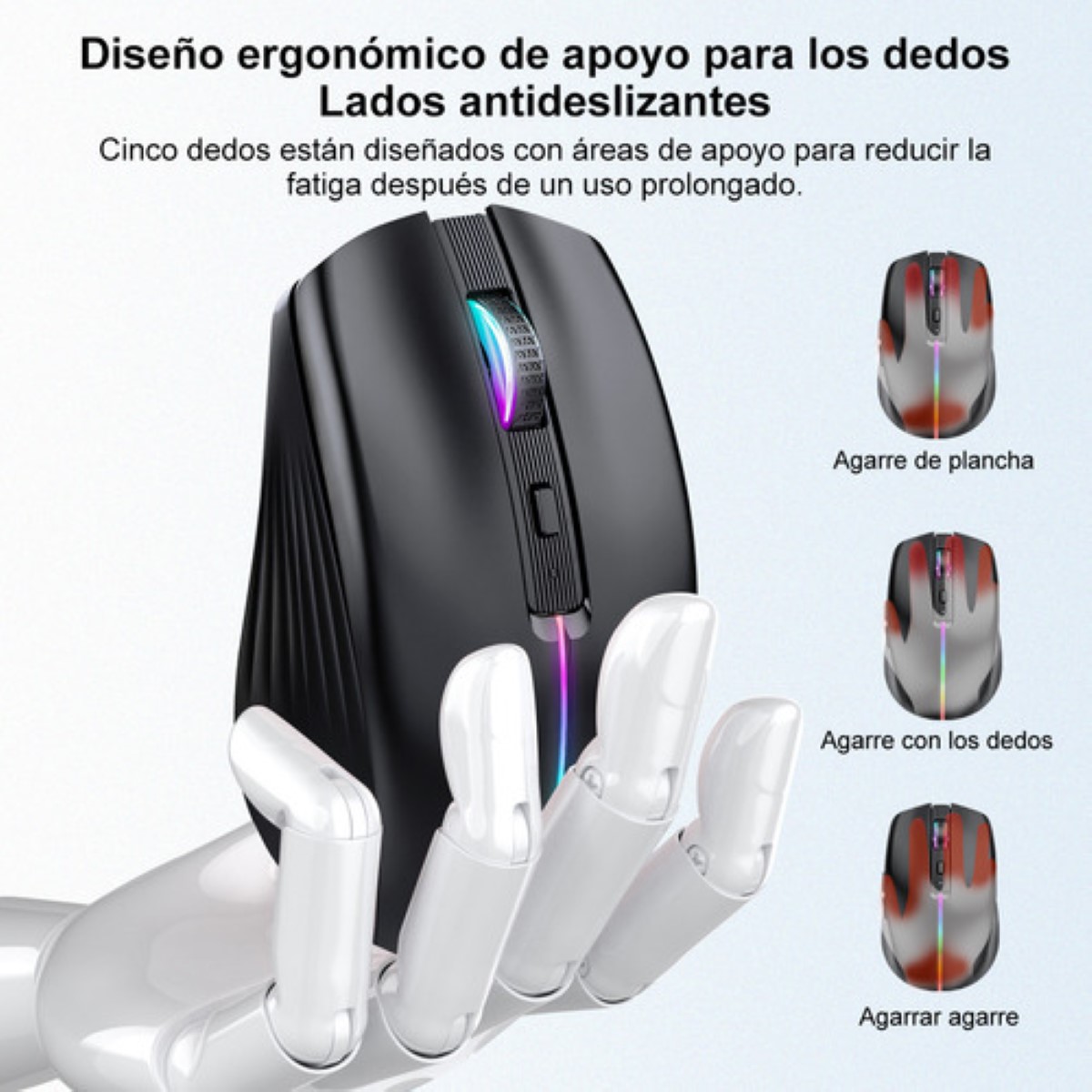 Mouse Inalámbrico Bluetooth Recargable Ergonomía 2.4g 3modos negro 