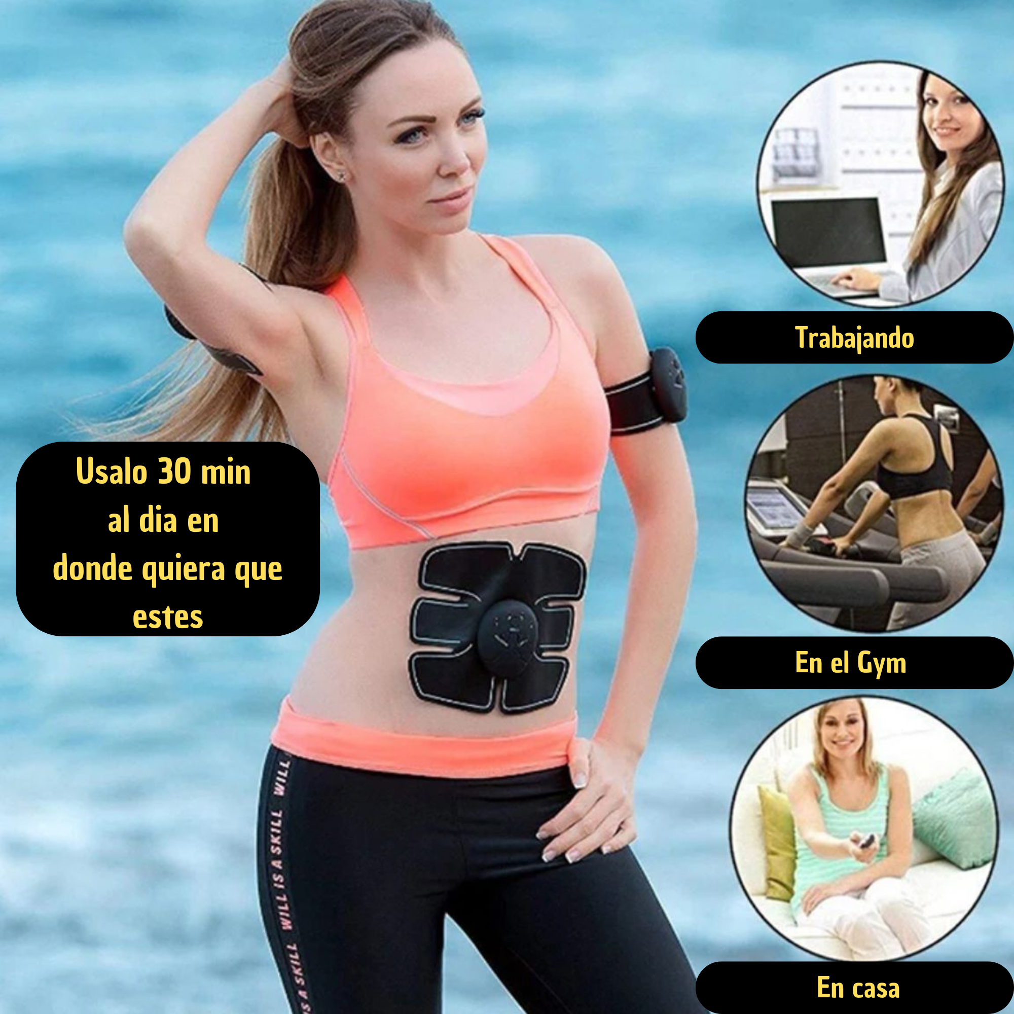 Electroestimulador Muscular Para Quemar Grasa De Abdomen Reafirmar Abdomen brazos y piernas