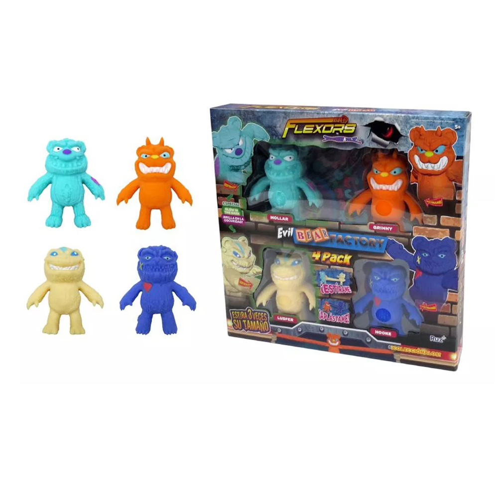 Figuras Estirables Evil Bear Factory Flexors Set 4pz