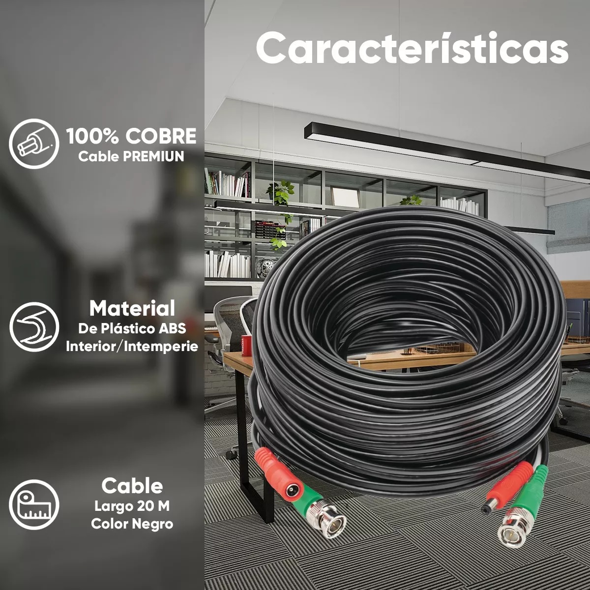 Cable Coaxial Armado Para Cámaras Cctv , 18mts
