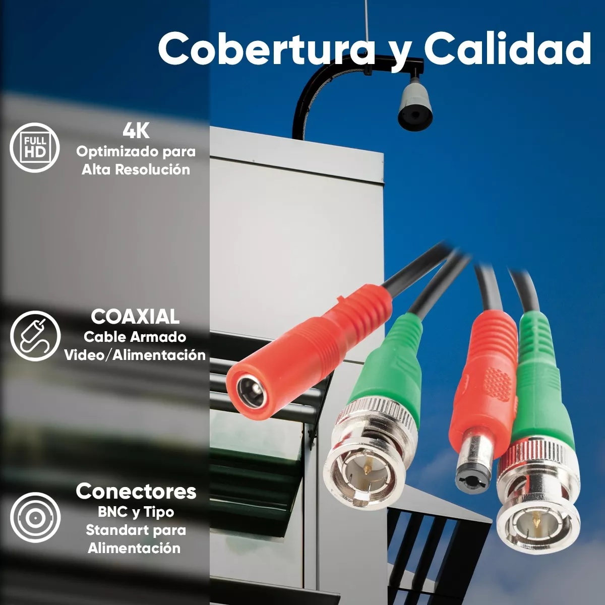 Cable Coaxial Armado Para Cámaras Cctv , 18mts