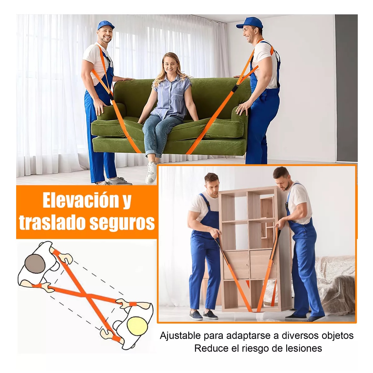 Correas Móviles Correas Para Levantar Mover Muebles Naranja
