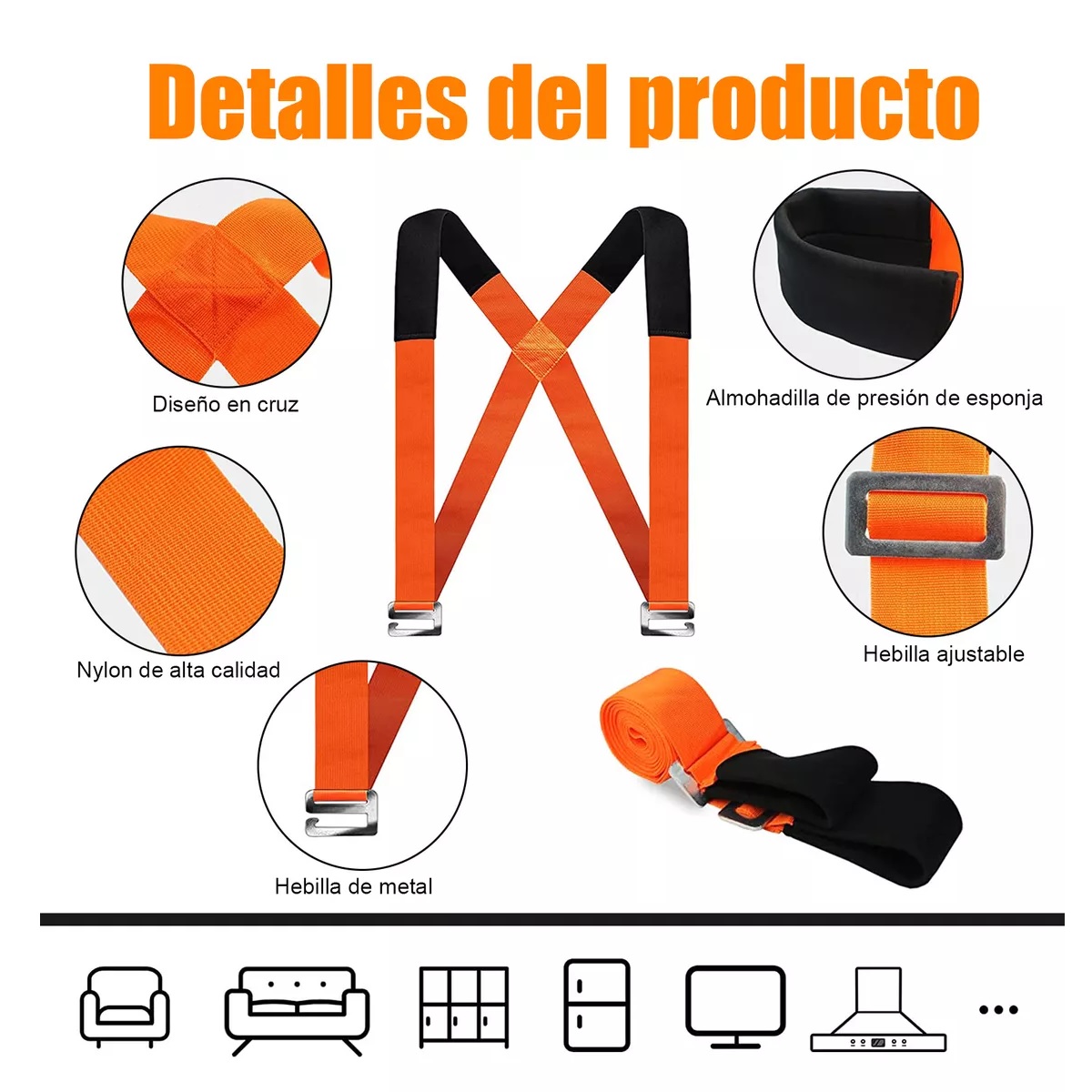 Correas Móviles Correas Para Levantar Mover Muebles Naranja