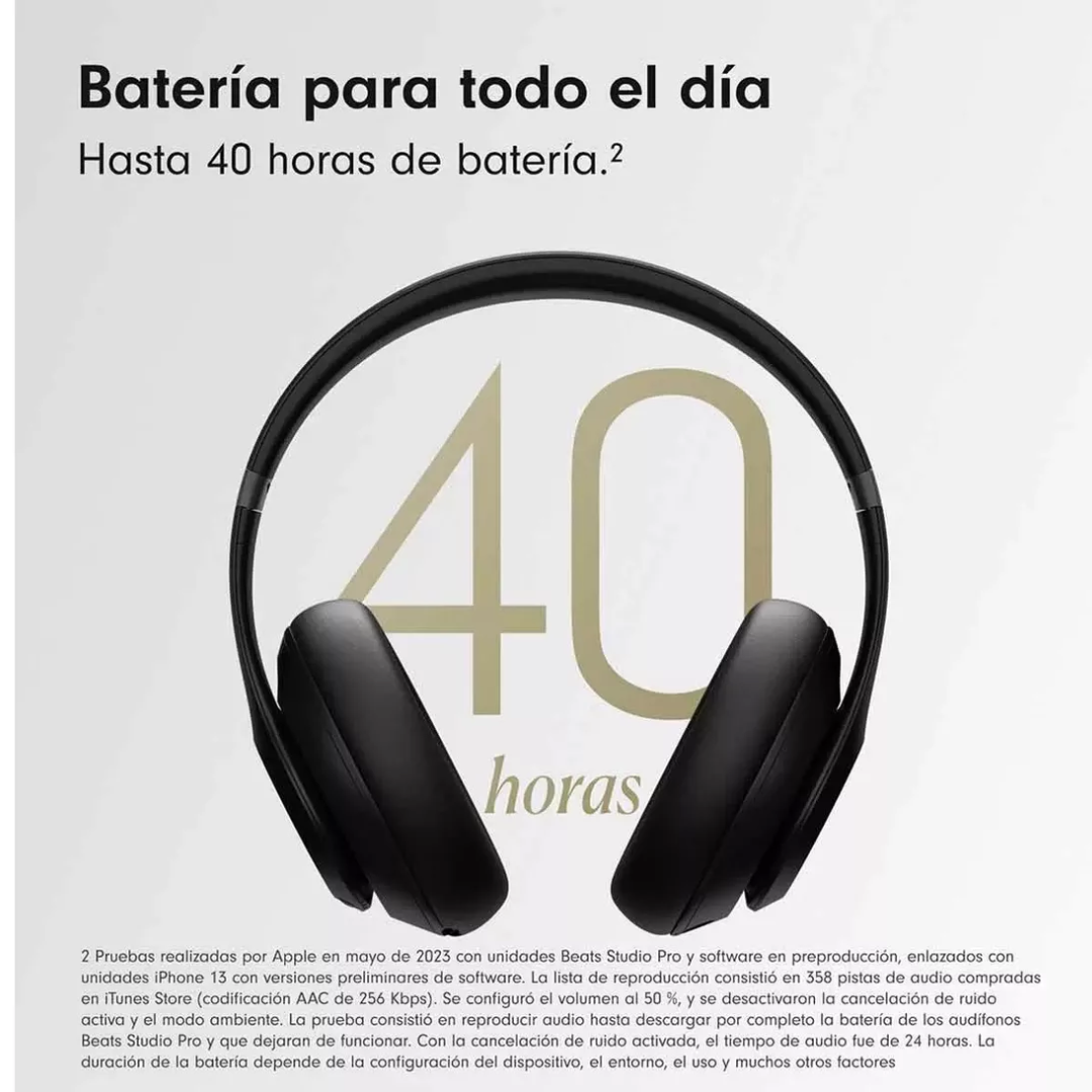 "Audífonos Bluetooth Tipo Beats Studio Pro - Inalámbricos con Cancelación de Ruido, Audio Espacial de Alta Calidad, USB-C, Compatibles con Apple y Android, Diseño Moderno - Negro"