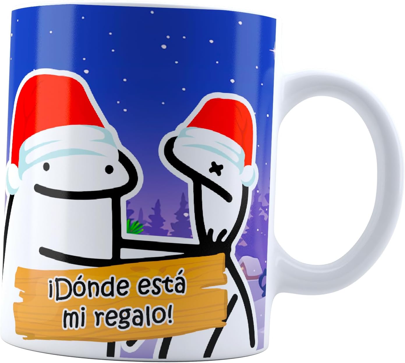  Taza Flork enojado Dónde Esta Mi Regalo? | Meme Navideño divertida | Deformitos feliz navidad | Cerámica Blanca 11 oz | Para Café o té