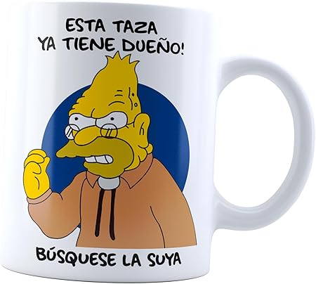  Taza abraham abuelo No toques mi taza |ya tiene dueño | Frase Meme divertida | Cerámica Blanca 11 oz | Para Café o té