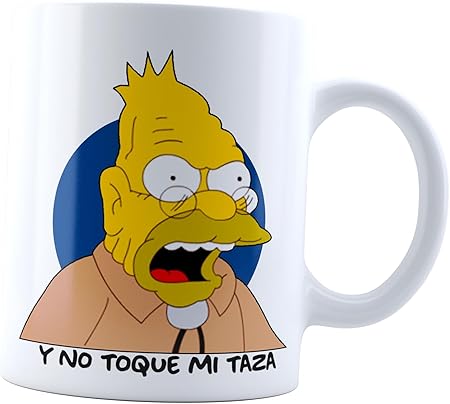  Taza abraham abuelo No toques mi taza |ya tiene dueño | Frase Meme divertida | Cerámica Blanca 11 oz | Para Café o té