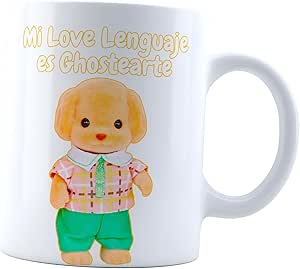 Taza ternurin mi love lenguaje es ghostearte | Frase meme divertida | Sylvanian muñeco afelpado | Cerámica Blanca 11 oz | Para Café o té