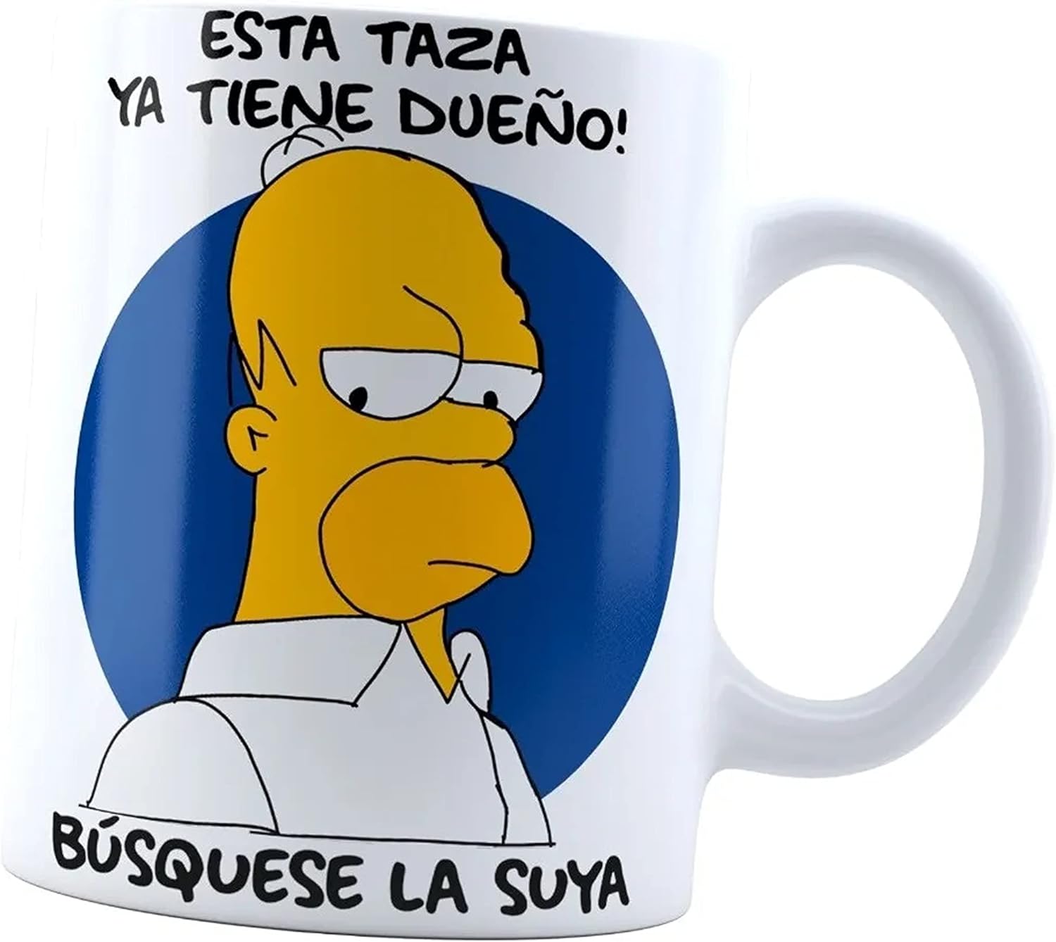Taza Homero No toques mi taza | Frase Meme divertida | Cerámica Blanca 11 oz | Para Café o té
