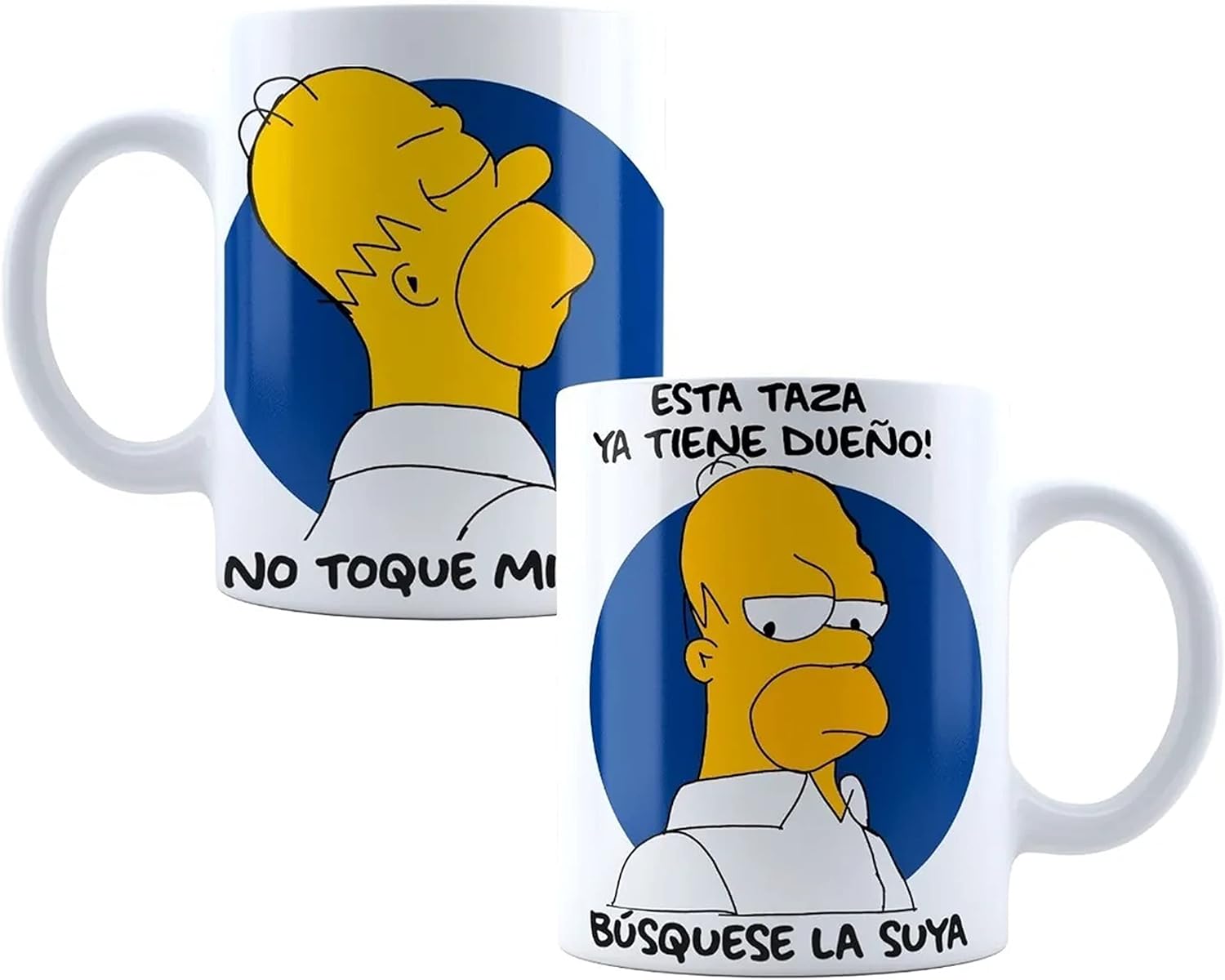 Taza Homero No toques mi taza | Frase Meme divertida | Cerámica Blanca 11 oz | Para Café o té