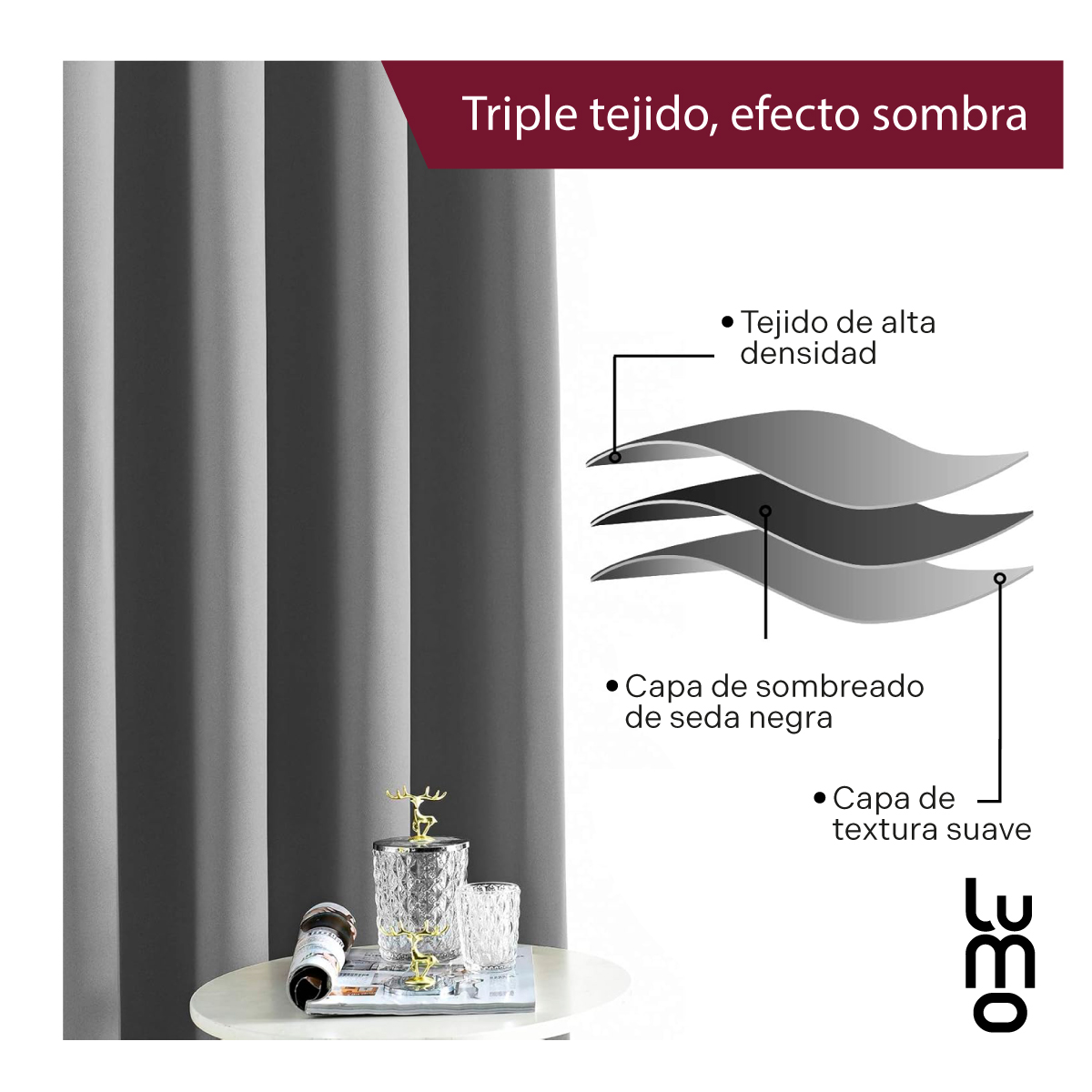 Set 2 Cortina Elegante Blackout para Ventana.