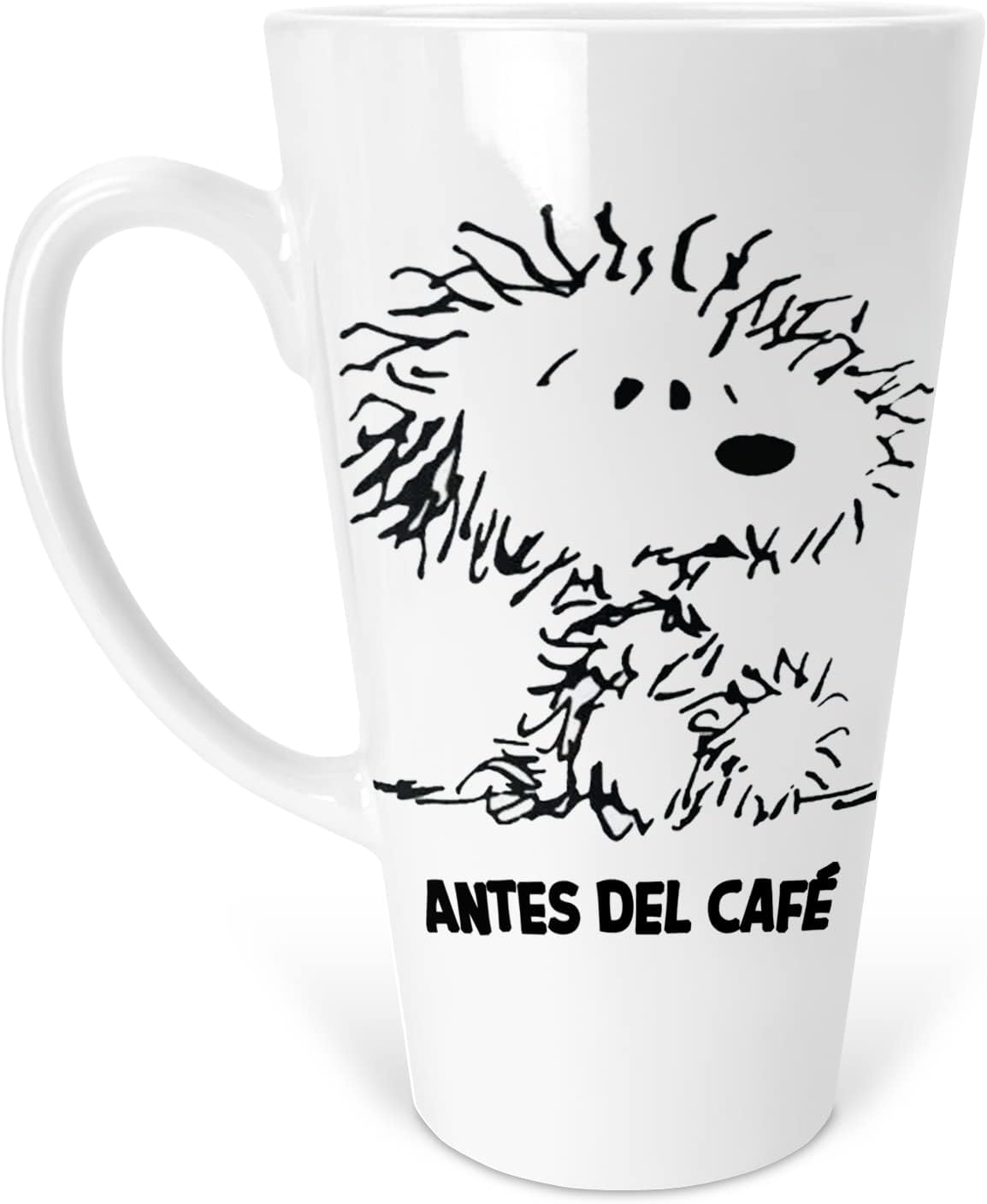Taza Cónica Snoopy Con café - Sin Café | Capacidad 500 Ml | Frase Meme divertida