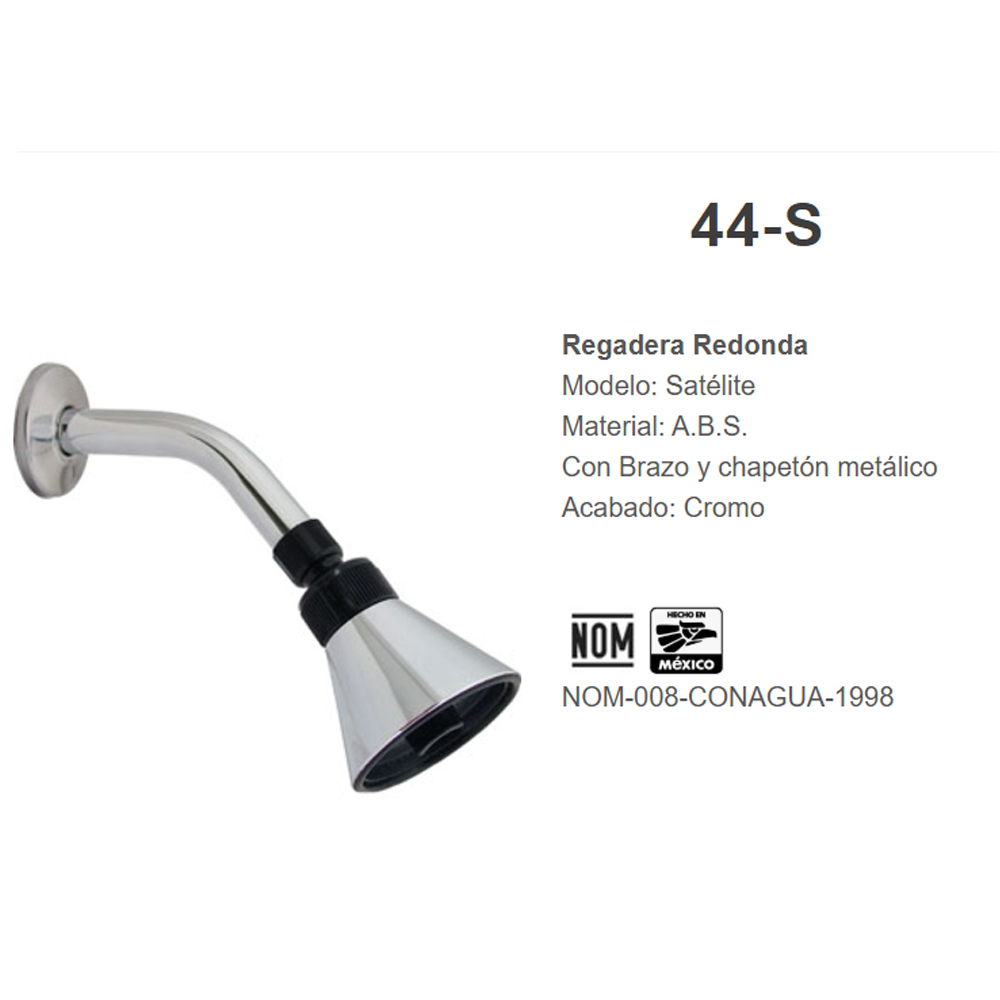 Regadera satelite con brazo y chapeton Rugo