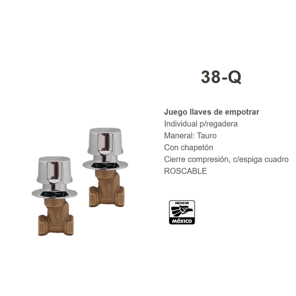 Llaves  Empotrar Para Regadera Con Maneral  Fig38Q     