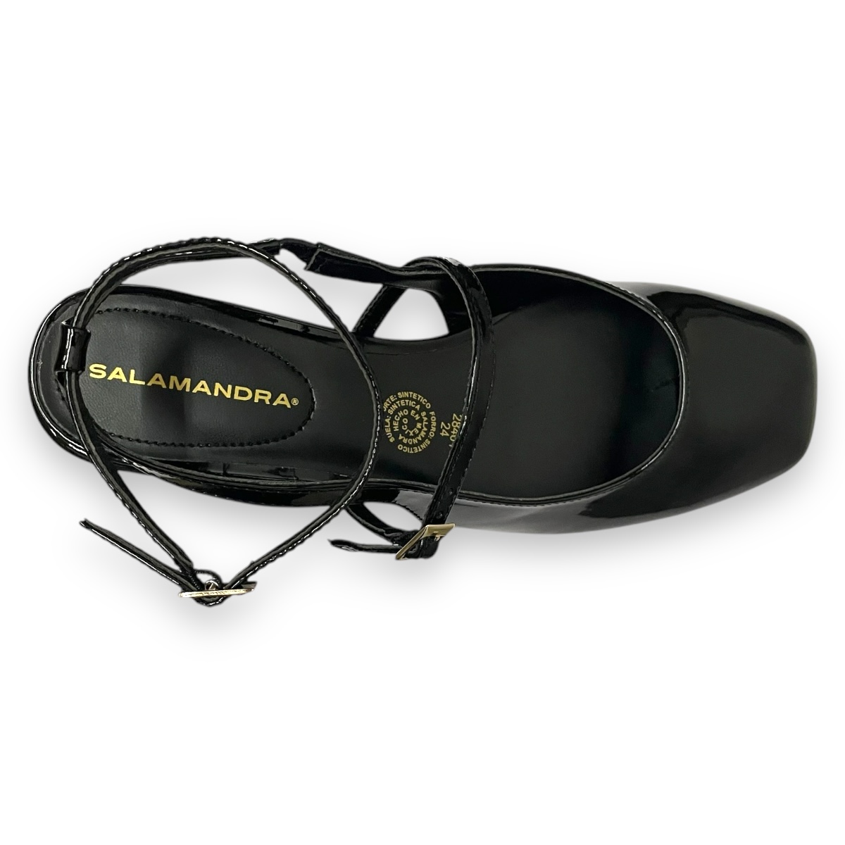 Zapatillas Negras Mujer de tacón bajo Charol Salamandra 
