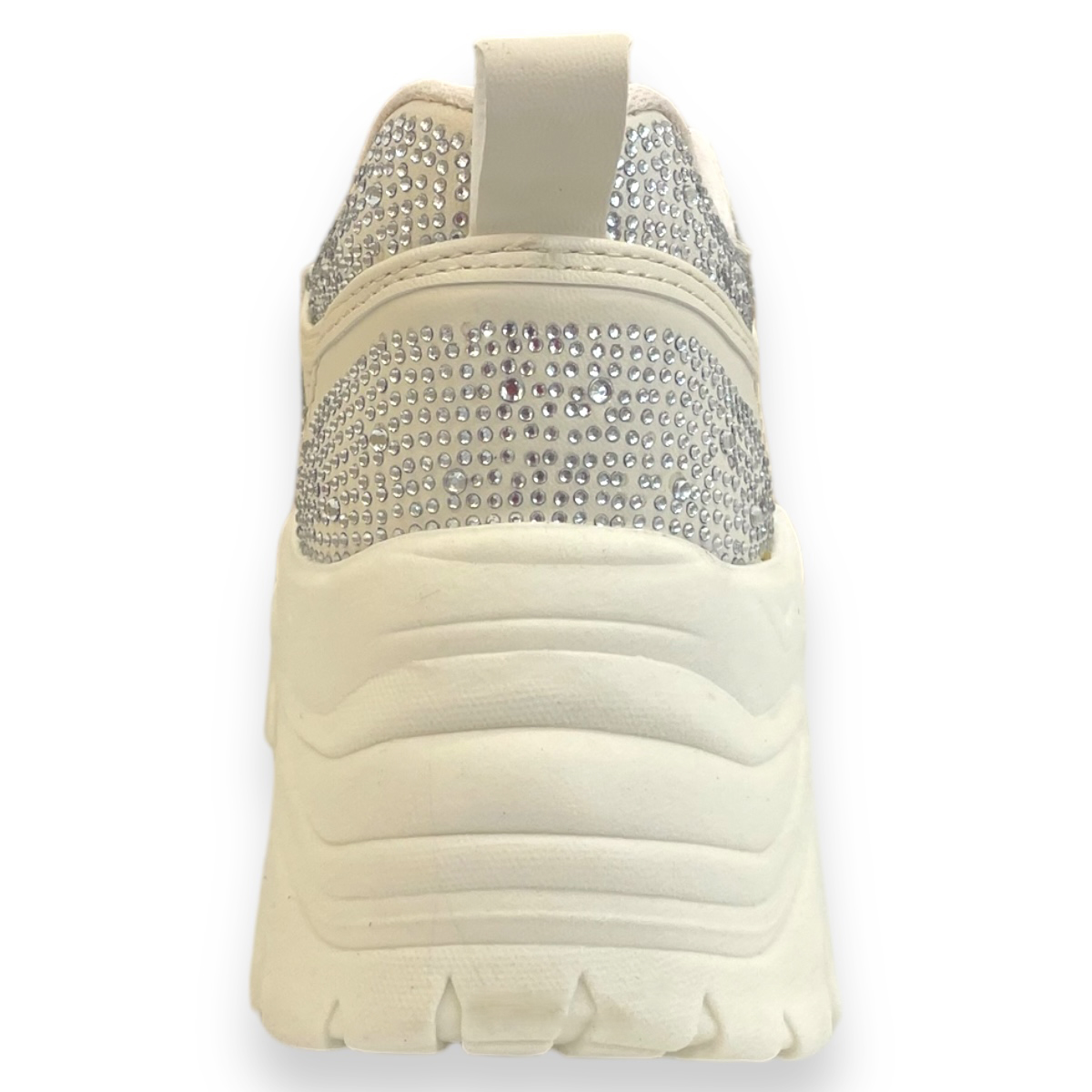 Tenis Beige con plataforma para Novia con Brillos 