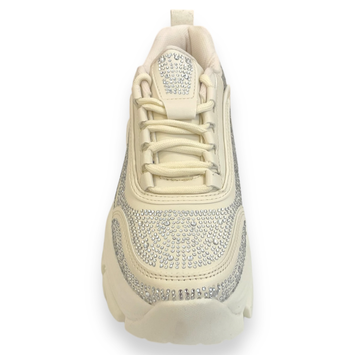 Tenis Beige con plataforma para Novia con Brillos 