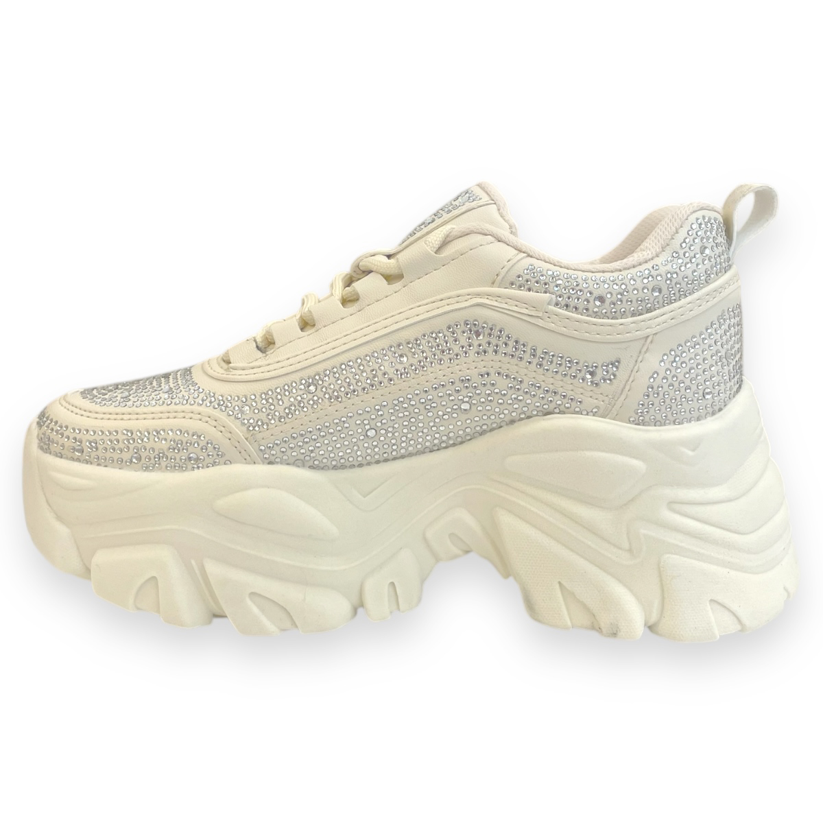 Tenis Beige con plataforma para Novia con Brillos 