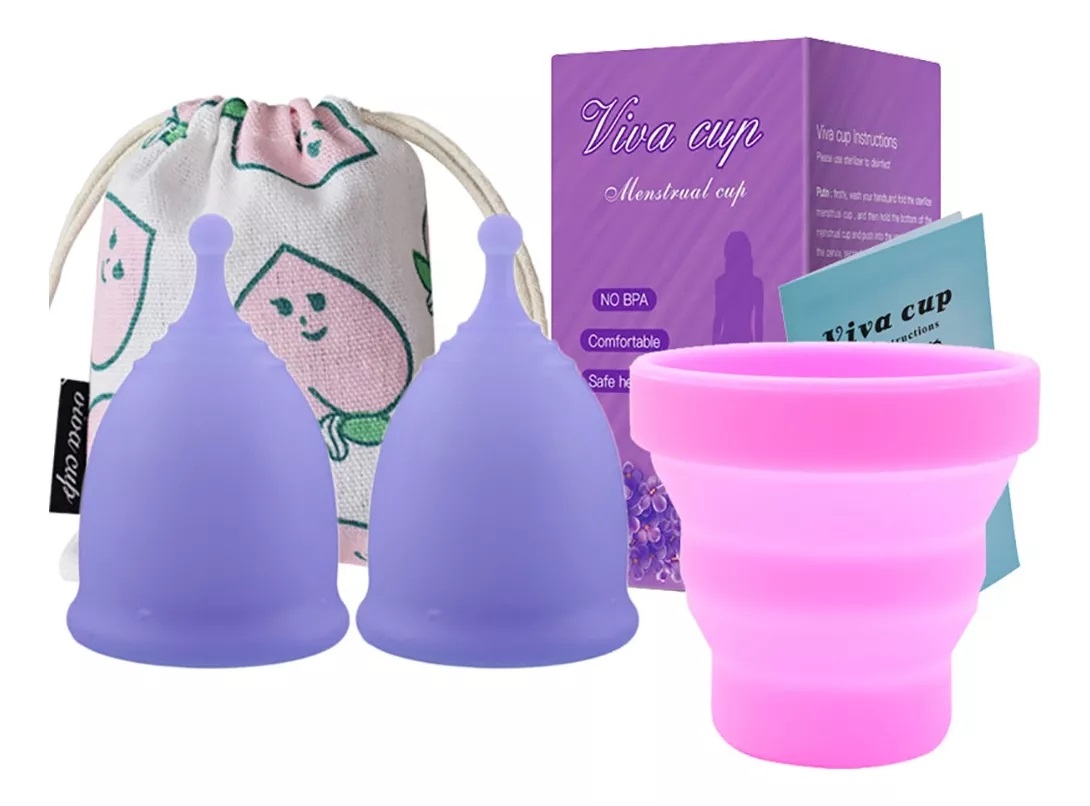 Copa Menstrual Certificada, 2 Copas + Vaso Esterilizador Chica + Grande