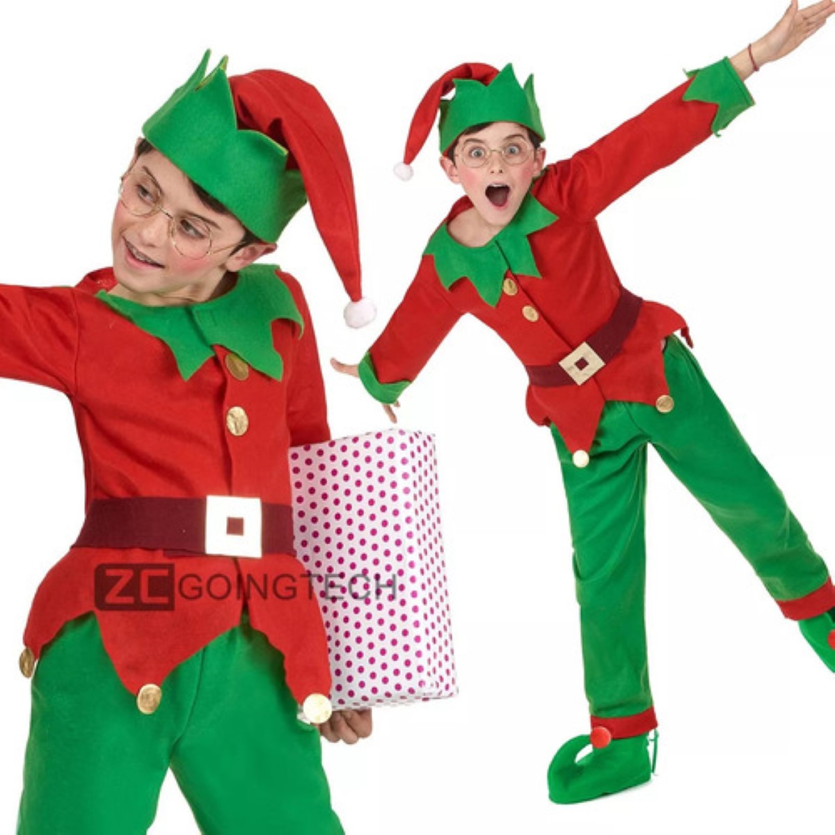 Disfraz Duende Navideño Elfo Posadas Ayudante De Santa Niños De  7 a 9 años