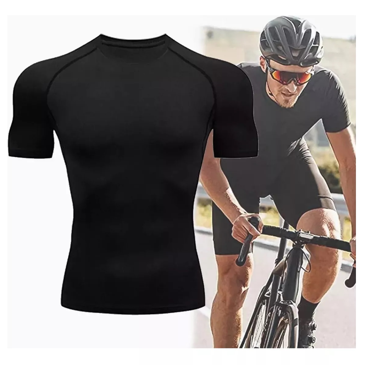 2pcs Playera Licras Deportivas Hombre Compresion Gym Negro + Blanco Talla  G