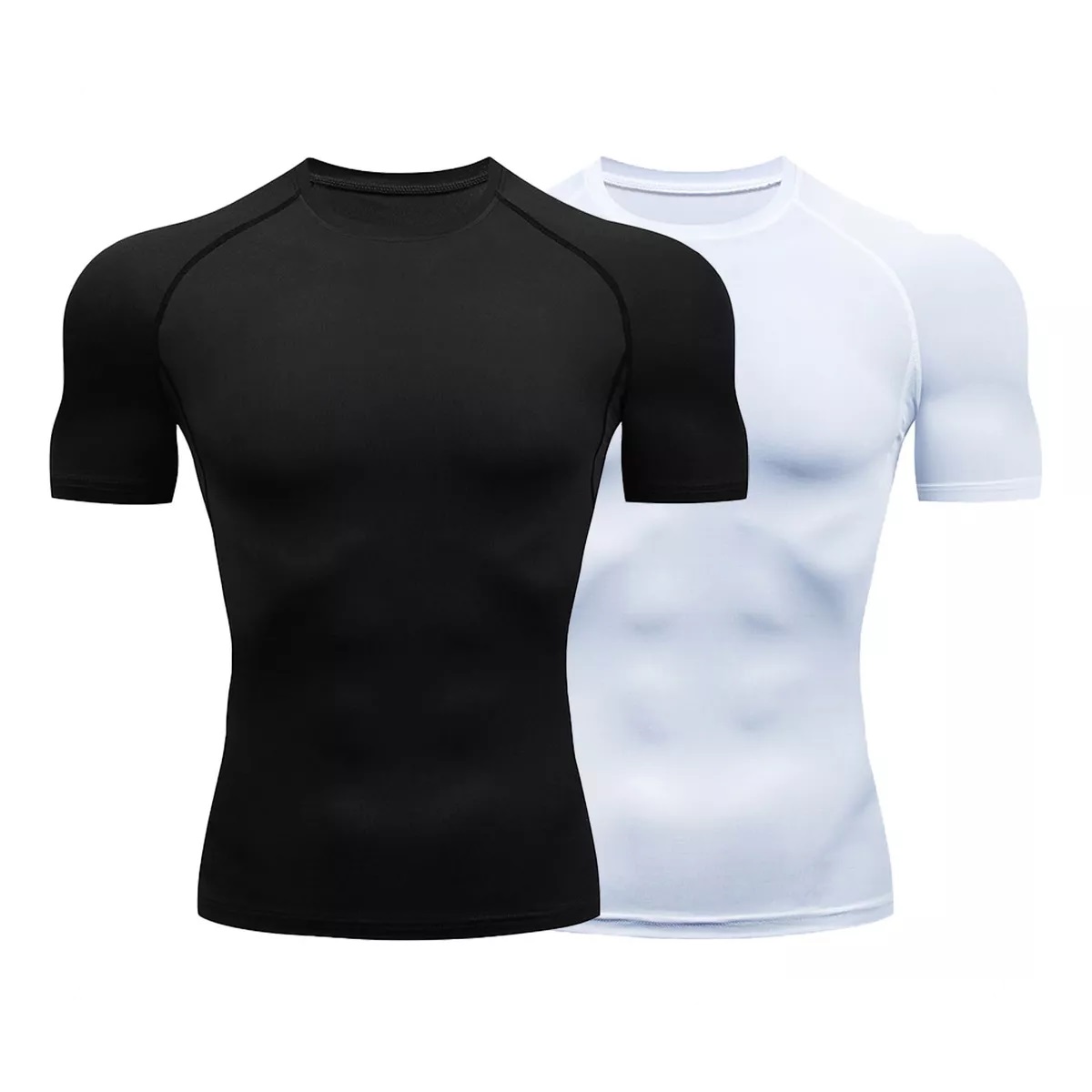 2pcs Playera Licras Deportivas Hombre Compresion Gym Negro + Blanco Talla  G