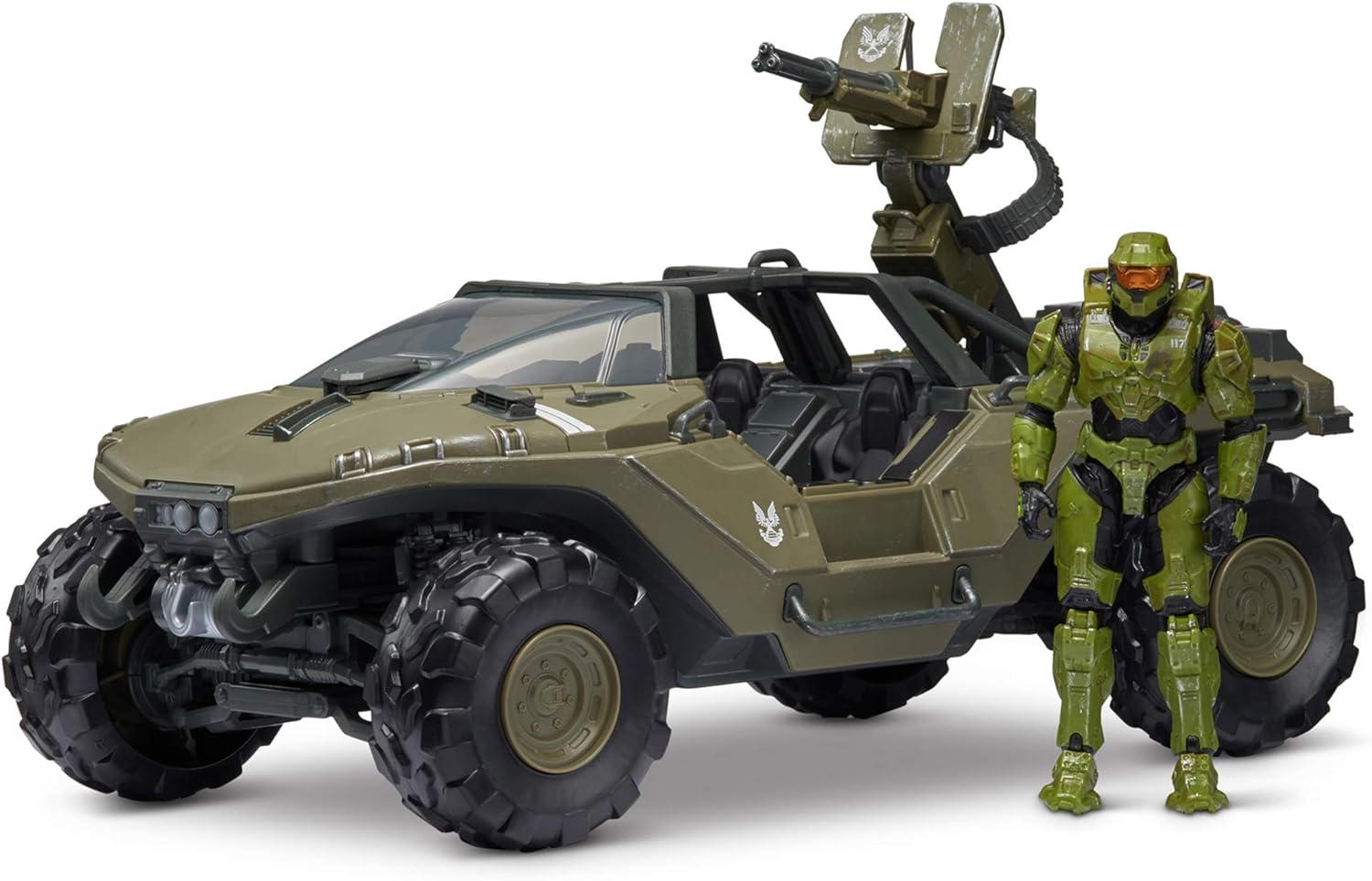 Halo Paquete de vehículo de Lujo World de 4 Pulgadas, Warthog con figura Master Chief