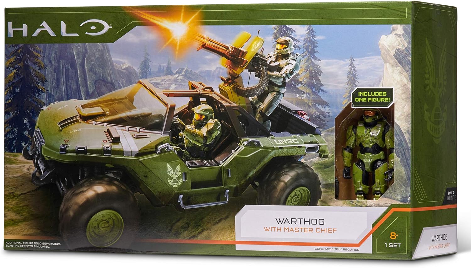 Halo Paquete de vehículo de Lujo World de 4 Pulgadas, Warthog con figura Master Chief