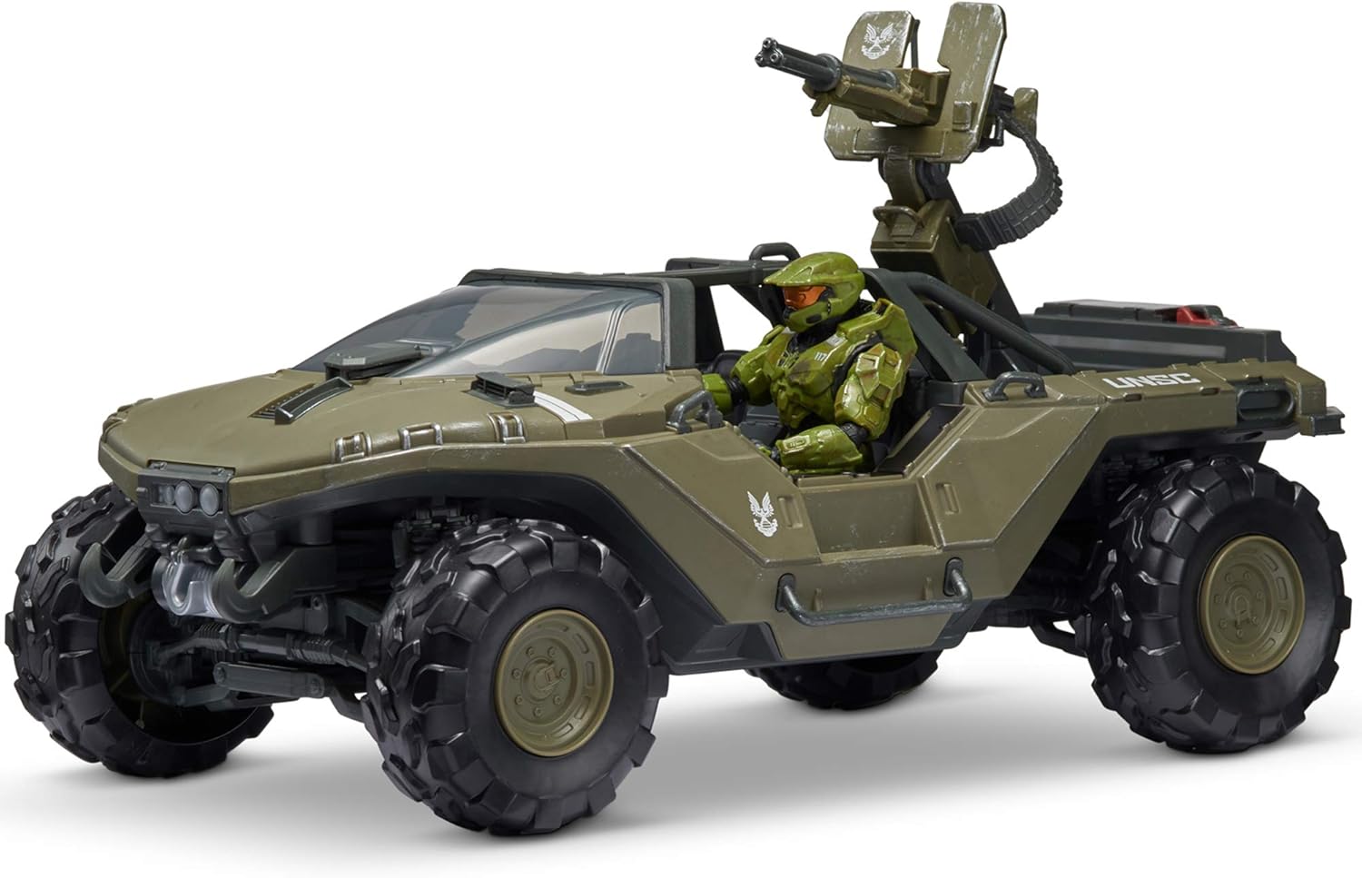 Halo Paquete de vehículo de Lujo World de 4 Pulgadas, Warthog con figura Master Chief