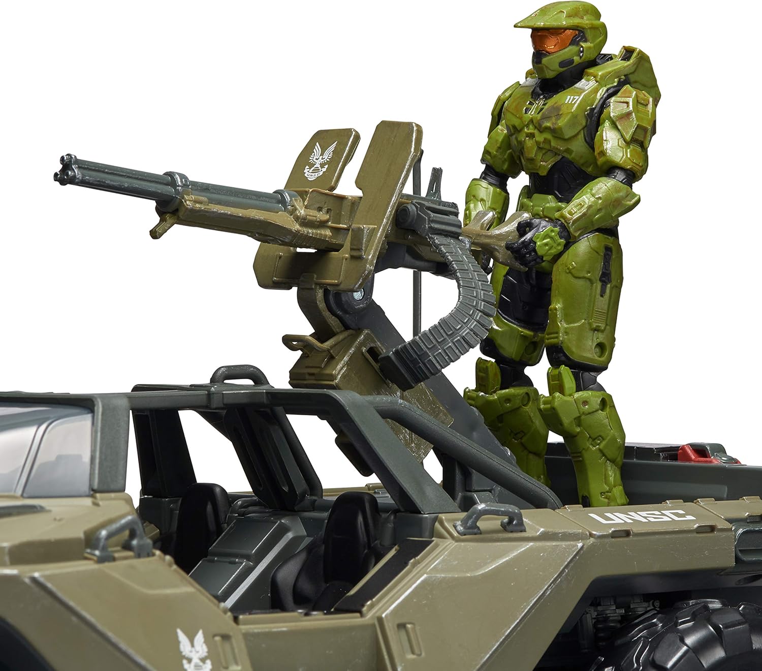 Halo Paquete de vehículo de Lujo World de 4 Pulgadas, Warthog con figura Master Chief