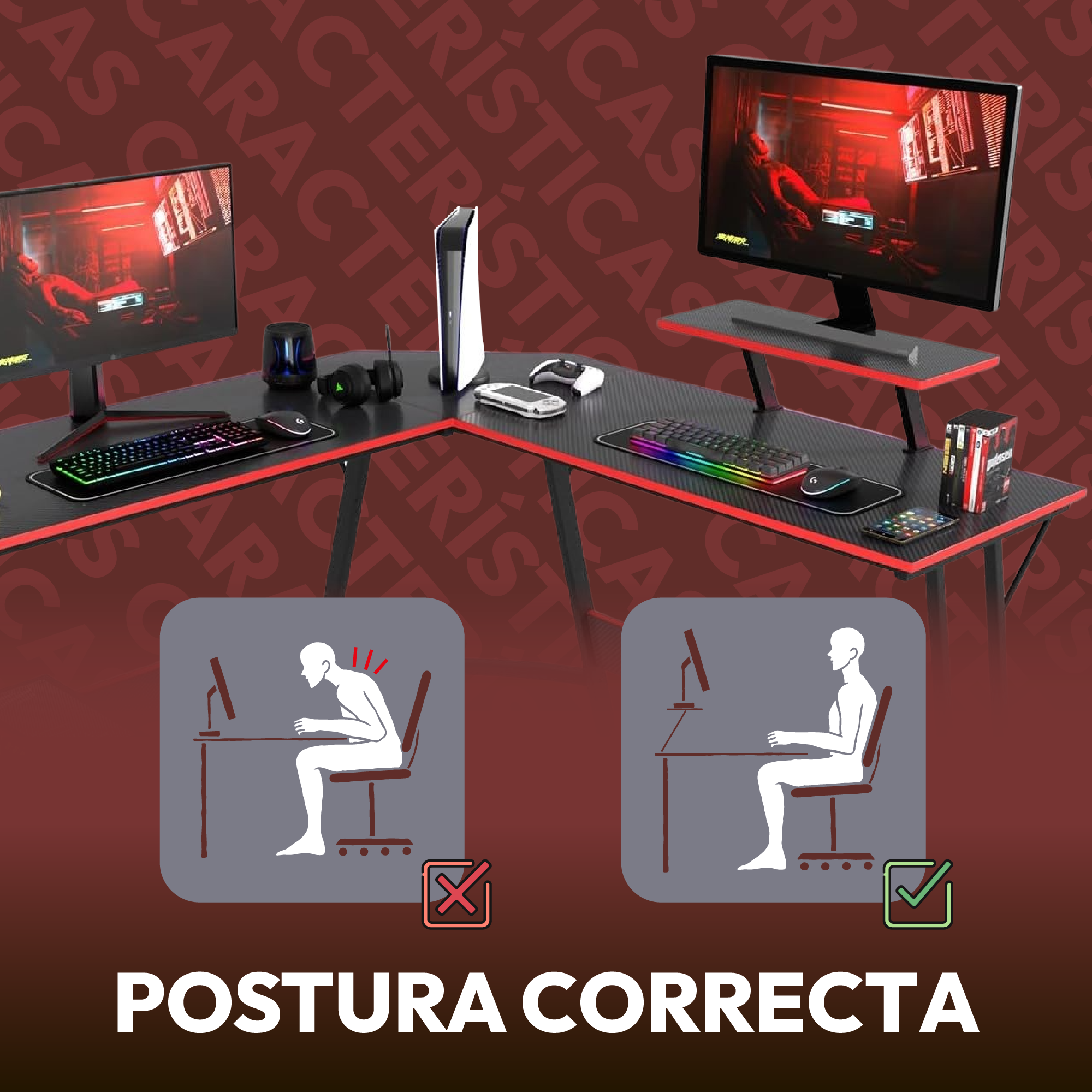 Escritorio Gamer En Forma De L Titano Nova Color Negro