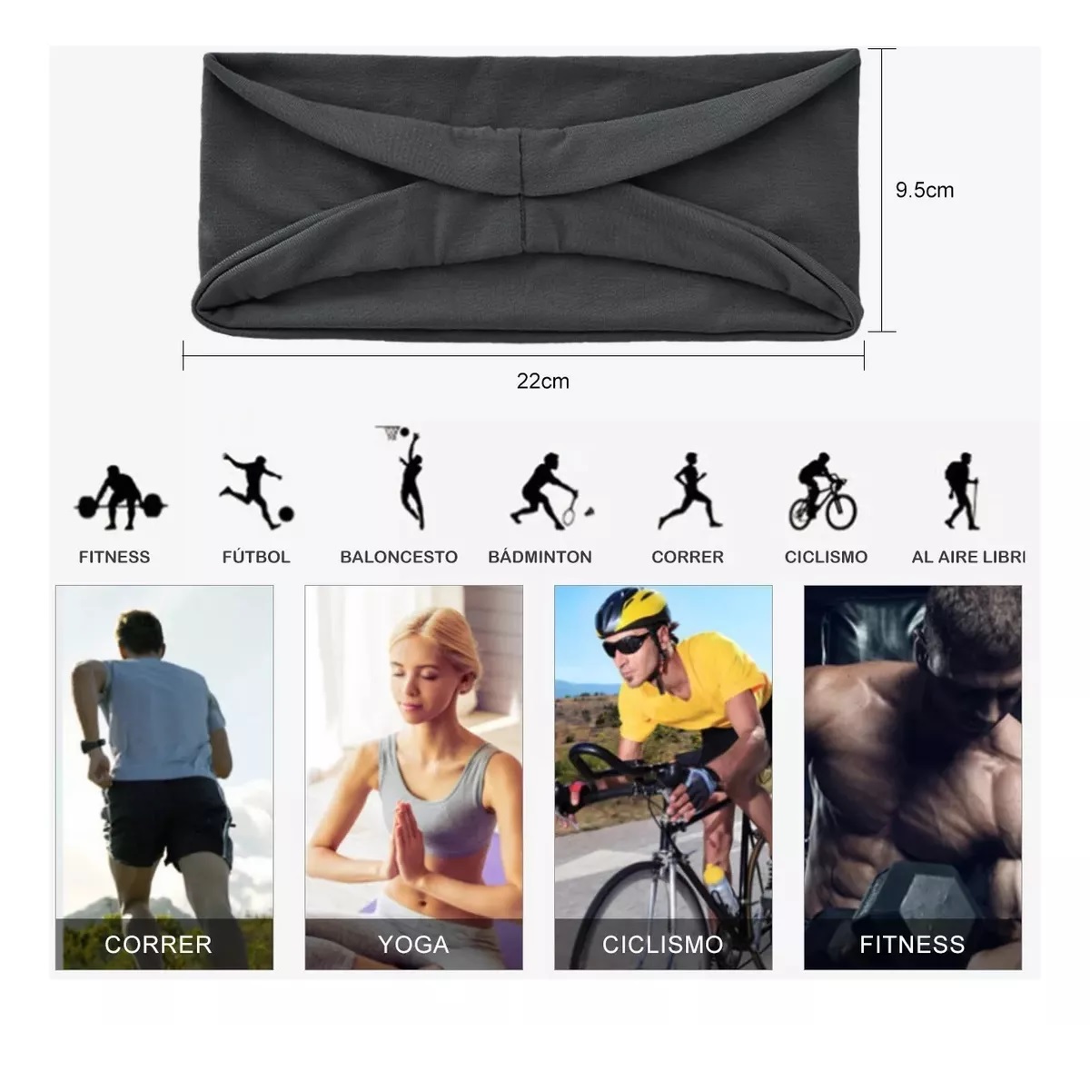 8 Piezas Banditas Deportivas Suave Y Transpirable P/cabello