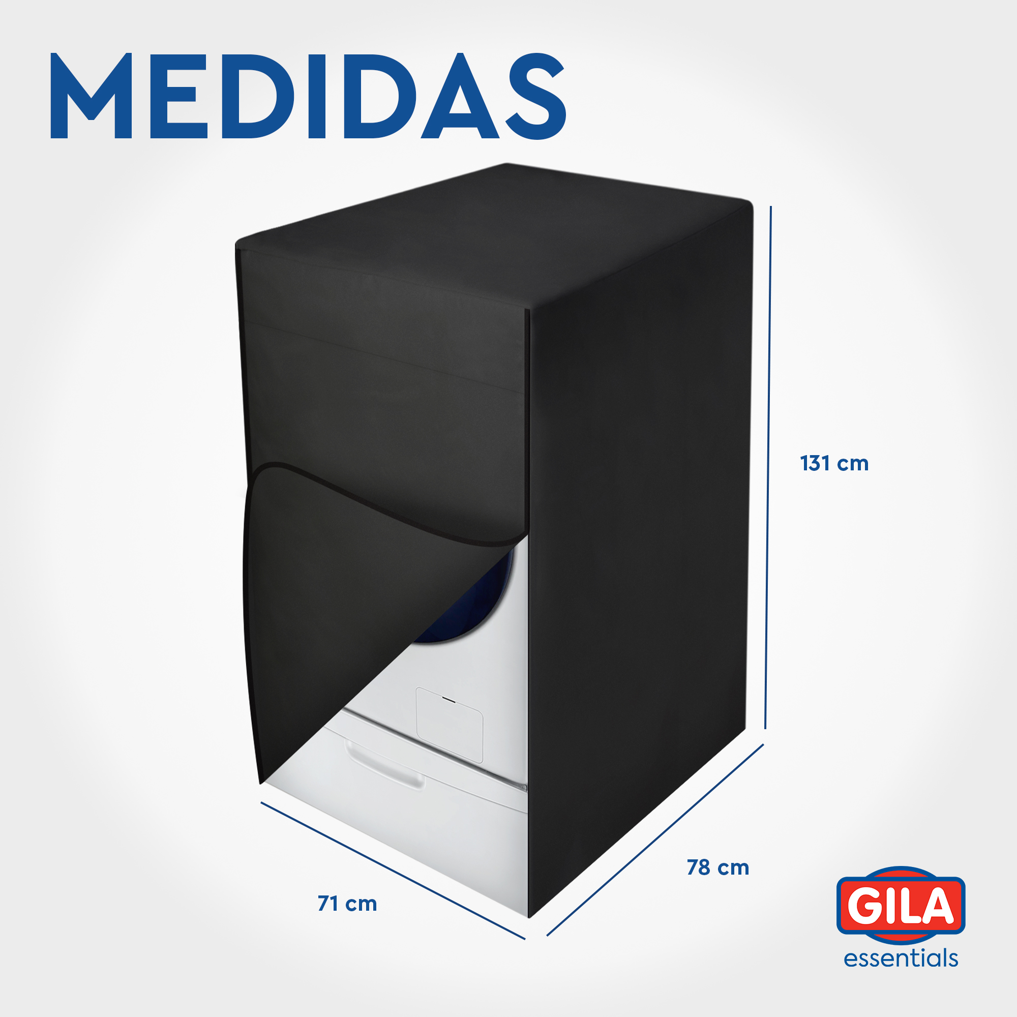 Funda Para Lavadora/Secadora de Carga Frontal con Pedestal Black GILA Essentials (Protector impermeable)