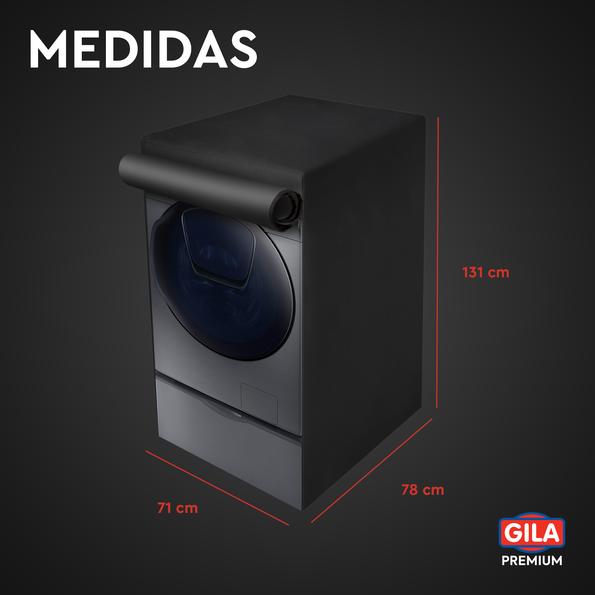Funda Para Lavadora/Secadora de Carga Frontal con Pedestal Premium (Protector impermeable GILA).