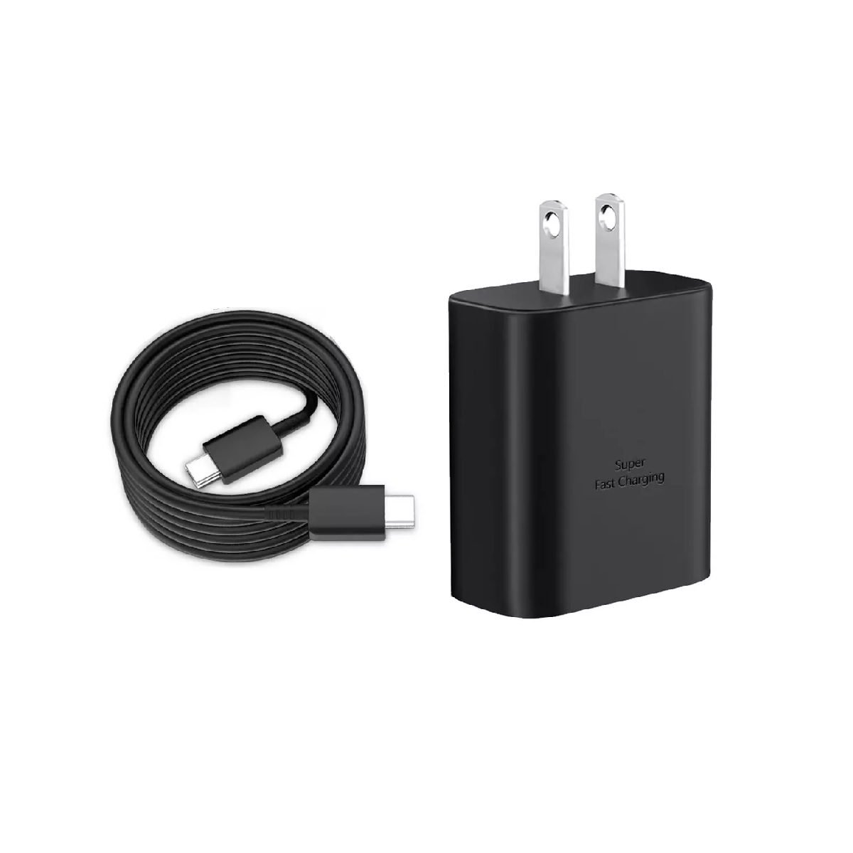 Cargador Rápido Tipo C 25W Negro con Cable Compatible con Samsung