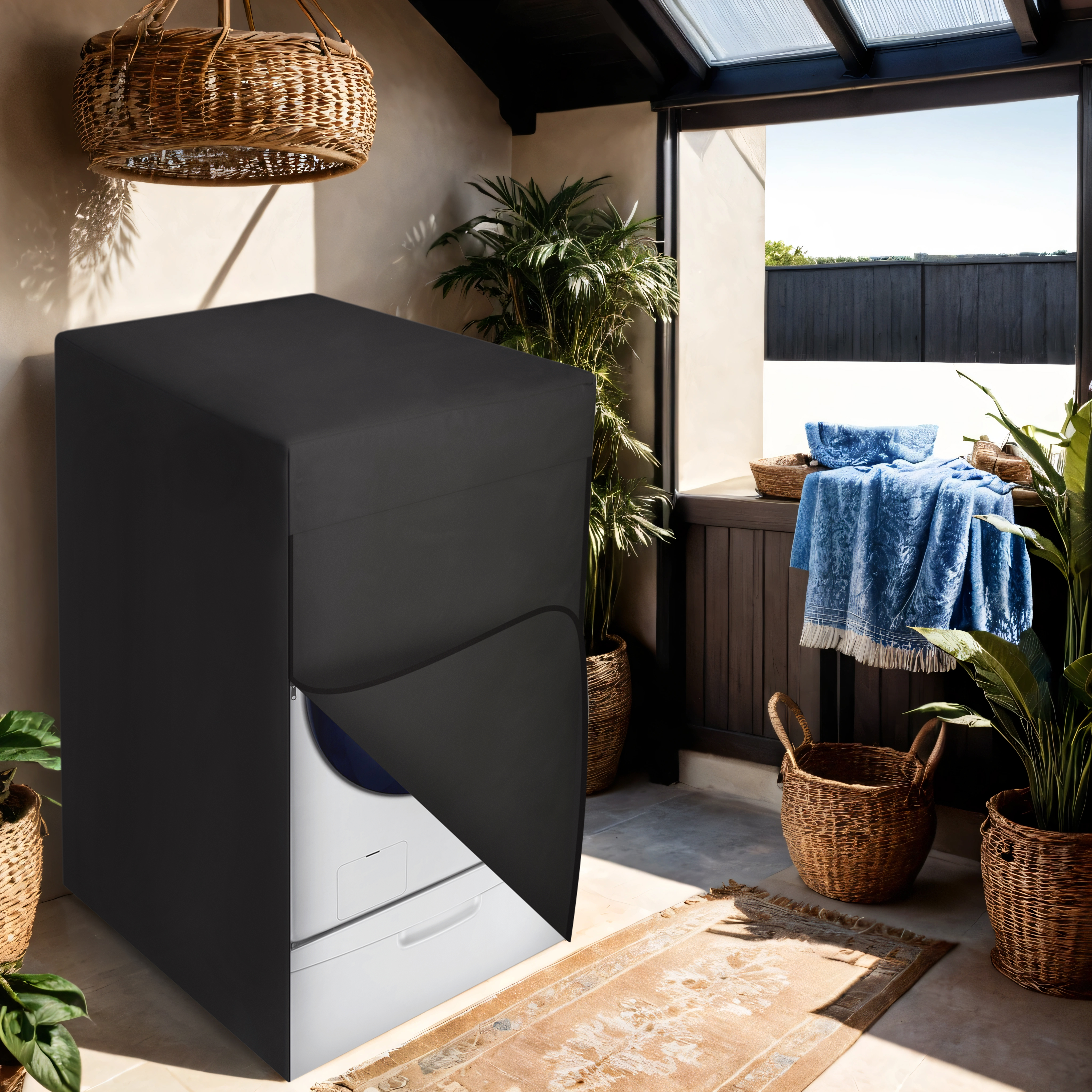 Funda Para Lavadora/Secadora de Carga Frontal con Pedestal Black GILA Essentials (Protector impermeable)