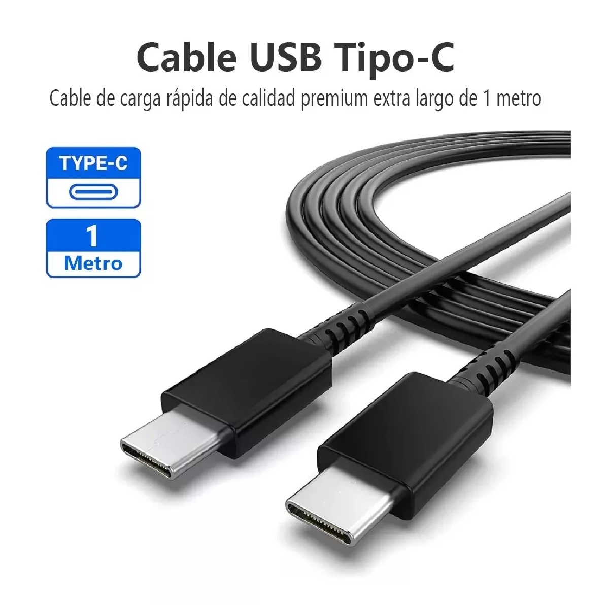 Cargador Rápido Tipo C 25W Negro con Cable Compatible con Samsung
