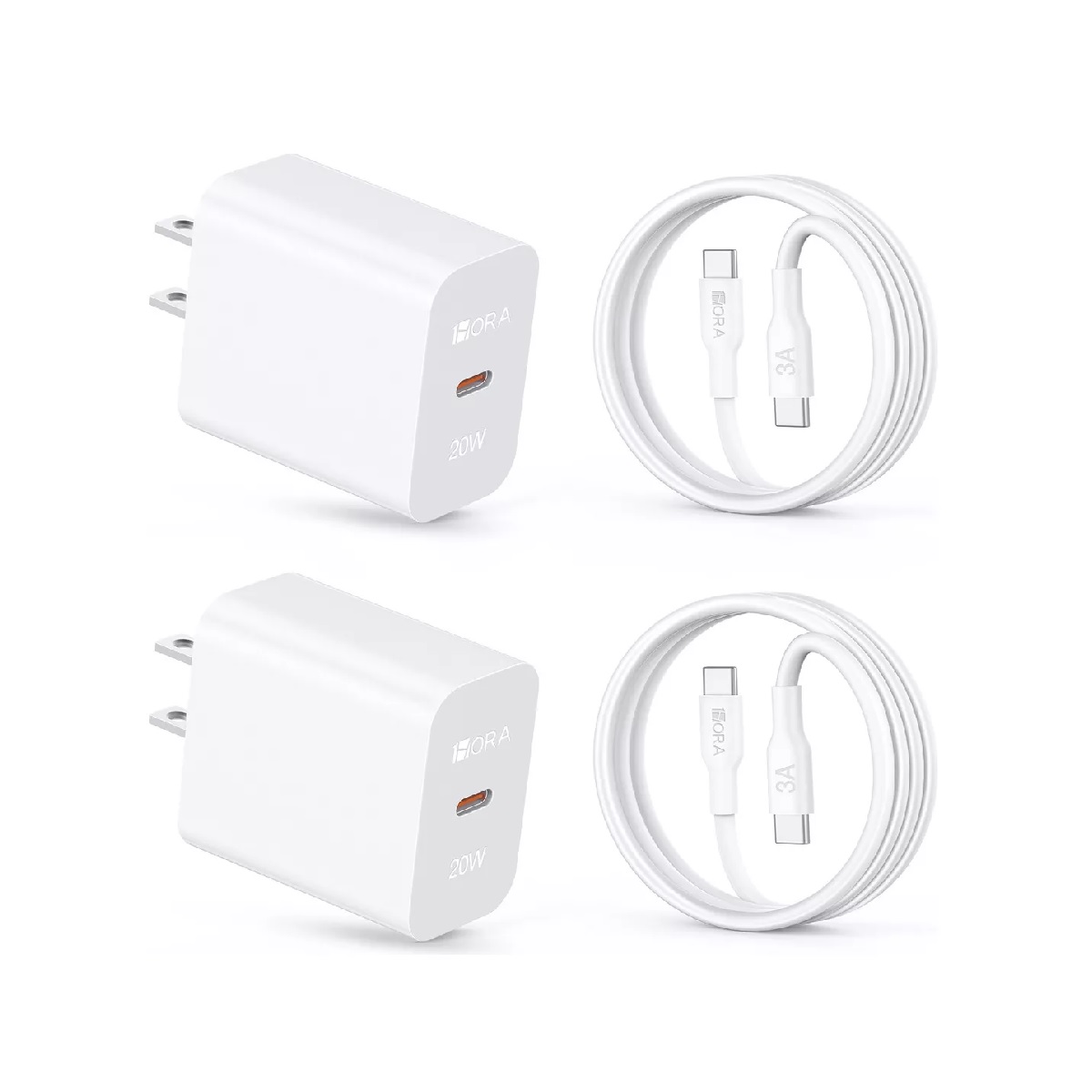 Set 2 Piezas Cargador Tipo C Carga Rápida Pd 20w Con Cable C A C