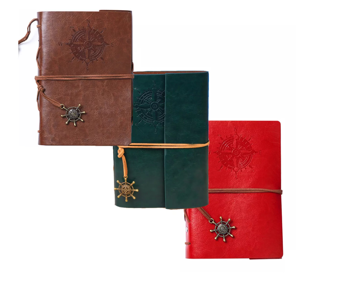 3 Cuadernos De Cuero Wünd Vintage A6,diario De Bolsillo De Viaje