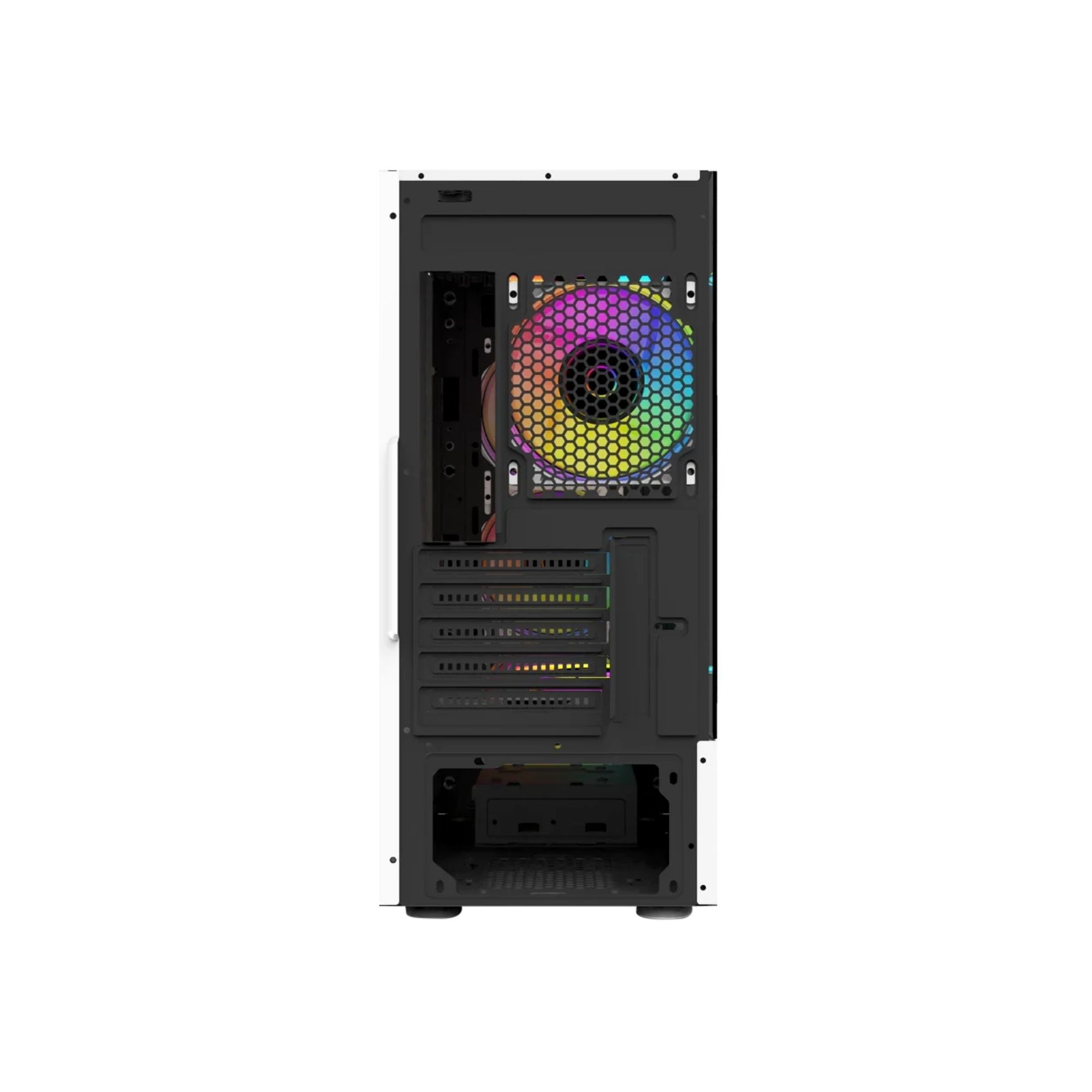 Gabinete Gamer Balam Rush Nyx GI730, Micro-ATX, Cristal Templado, incluye 3 Ventiladores RGB, sin Fuente, Blanco