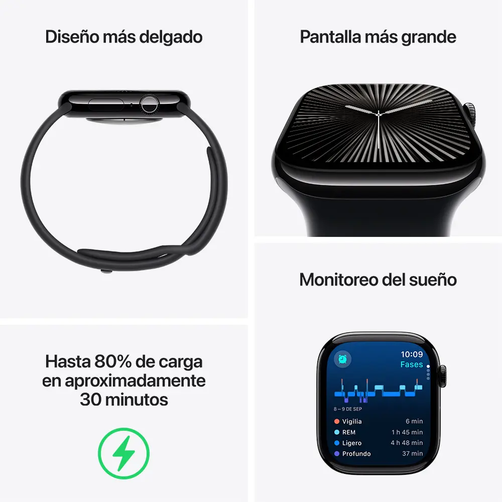 Apple Watch Serie 10 GPS De 46 MM Con Caja De Aluminio Plata Y Correa Deportiva Azul Denim  M/L