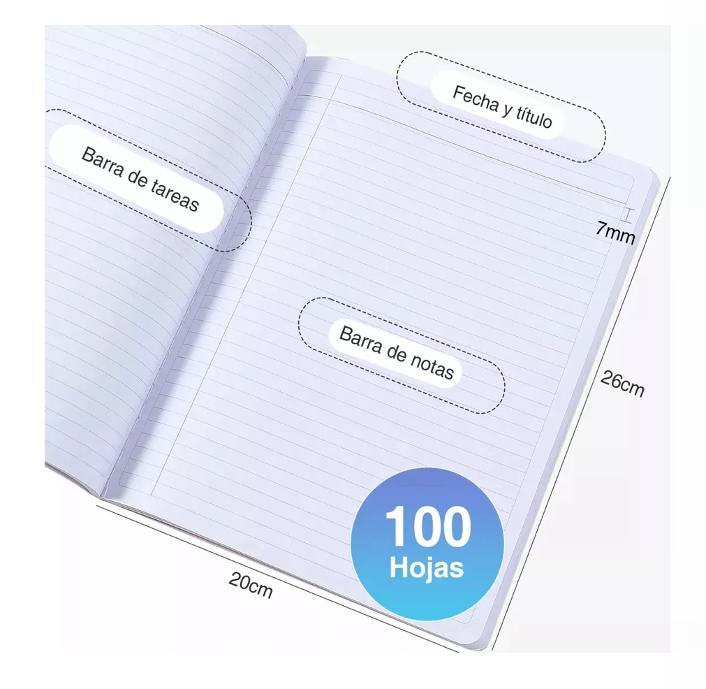 8 Libreta Profesional Cuaderno Cosida rayas