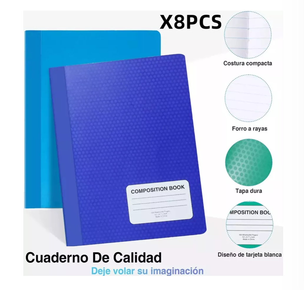 8 Libreta Profesional Cuaderno Cosida rayas