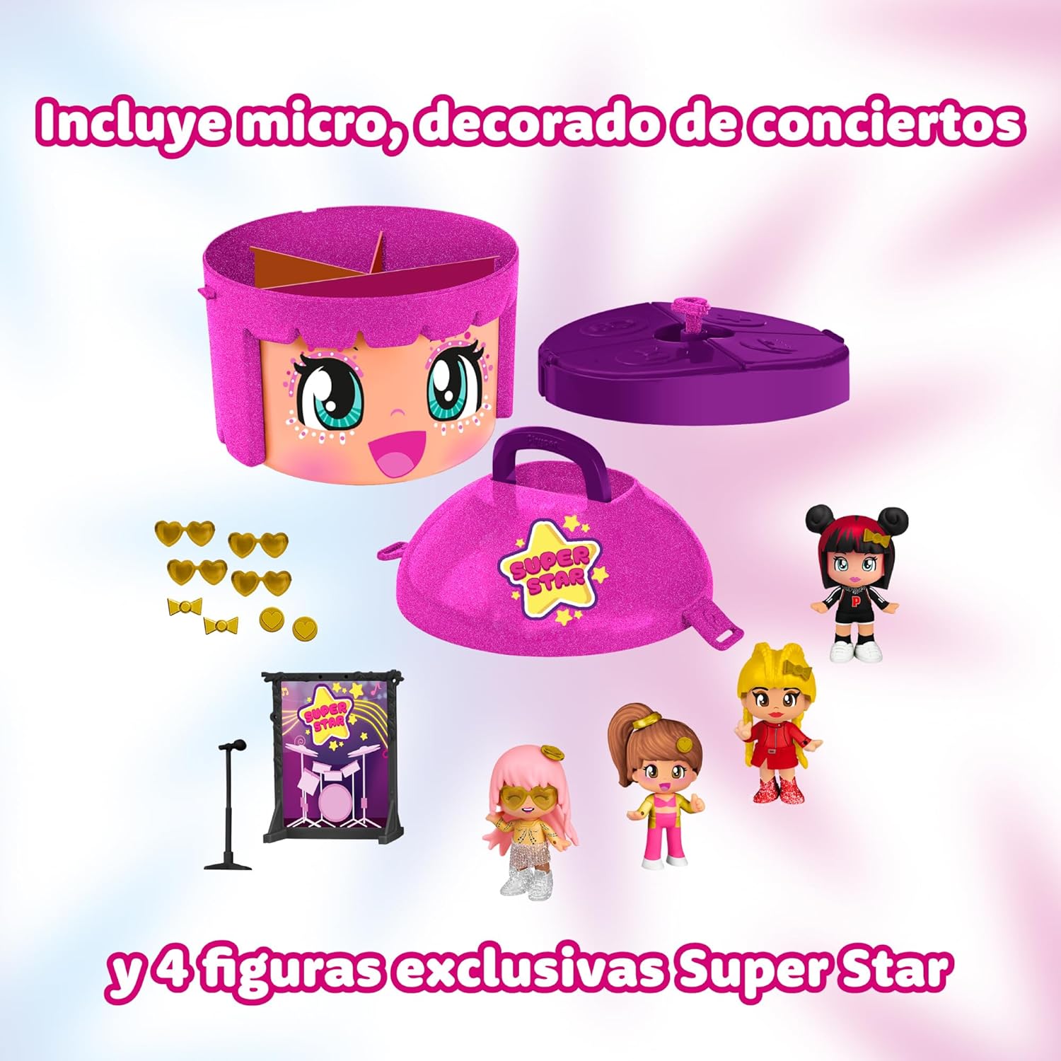 Pinypon Cabeza Super Stars Con 4 Figuras Exclusivas Famosa