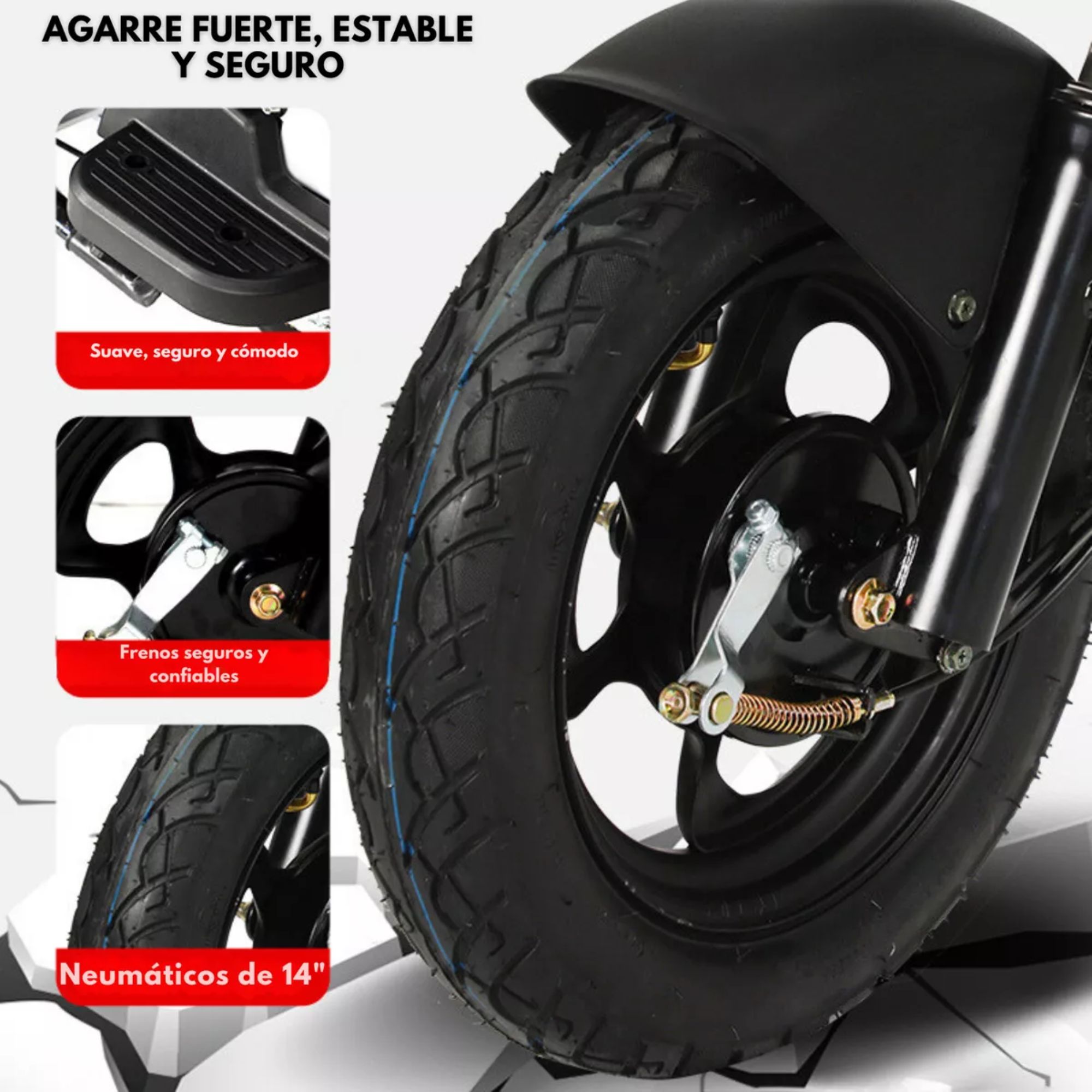 Moto Bicicleta Electrica 500w 30km/h Recargable 2 Asientos Color Negro